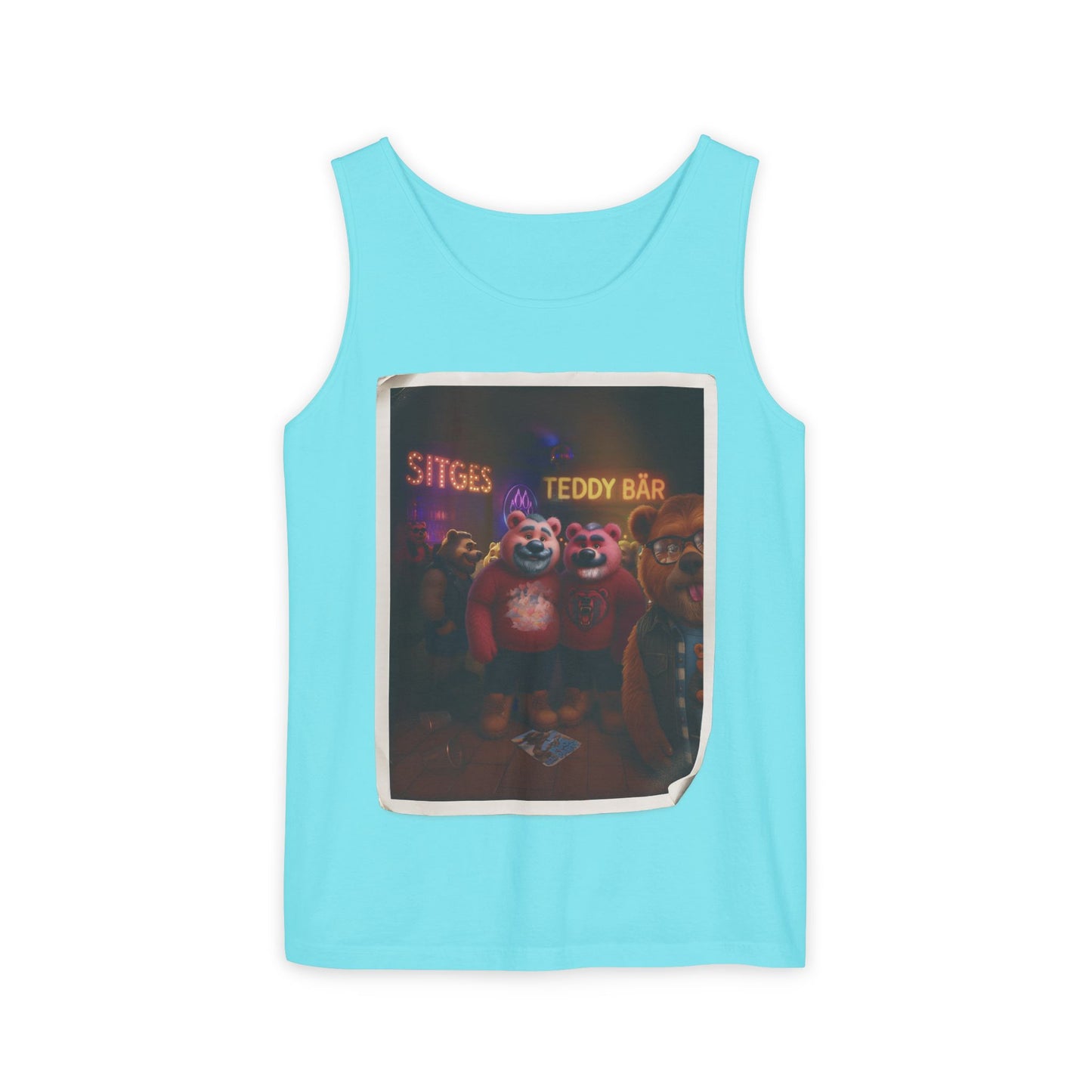Tank Top - The Photo Bomber Bear Tee by Andrew McCarter for PinkPond, Unisex Pride Pool Party Shirt