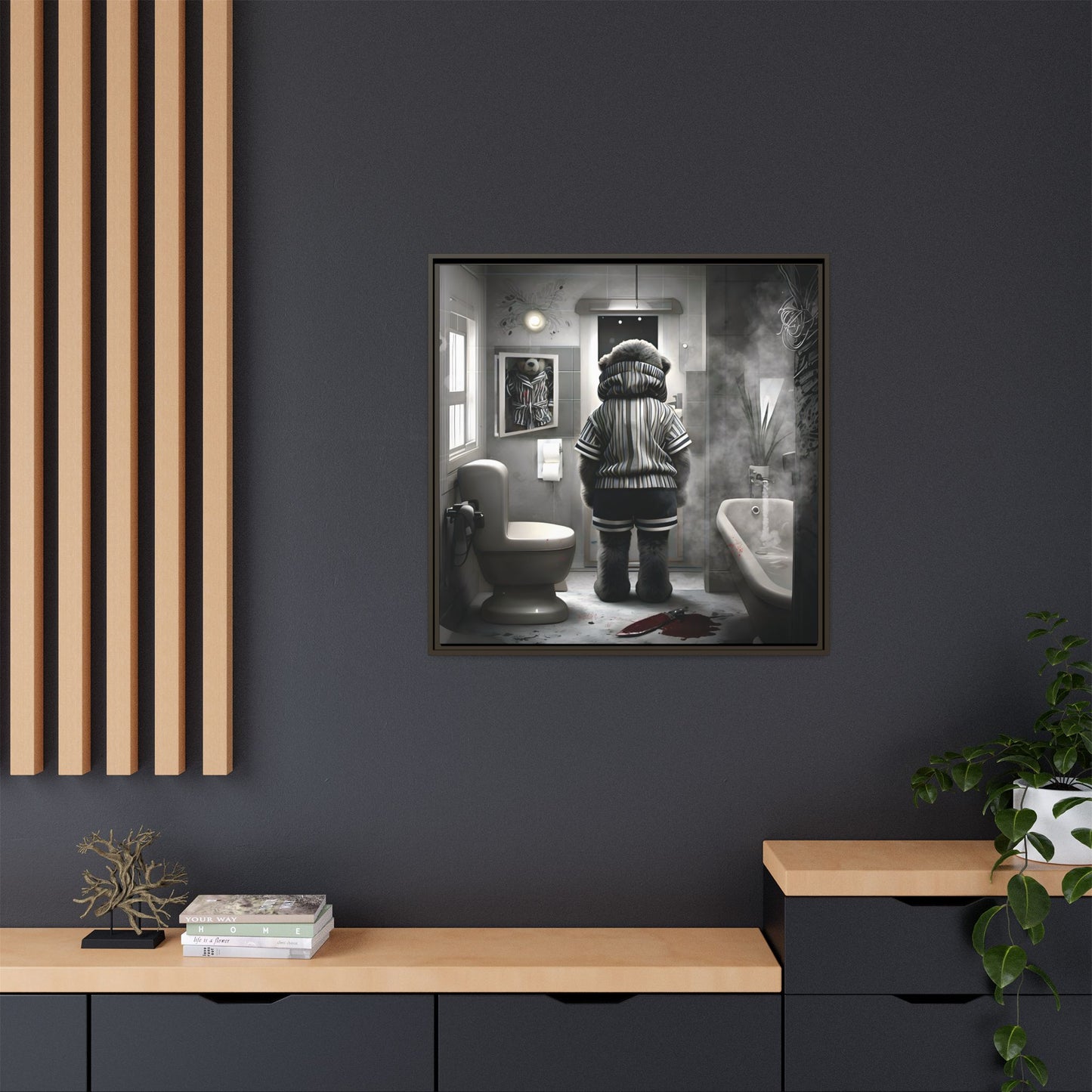 Canvas Art Print - The Untimely Demise of Benjamin Bear by Andrew McCarter, Dark Surreal Artwork