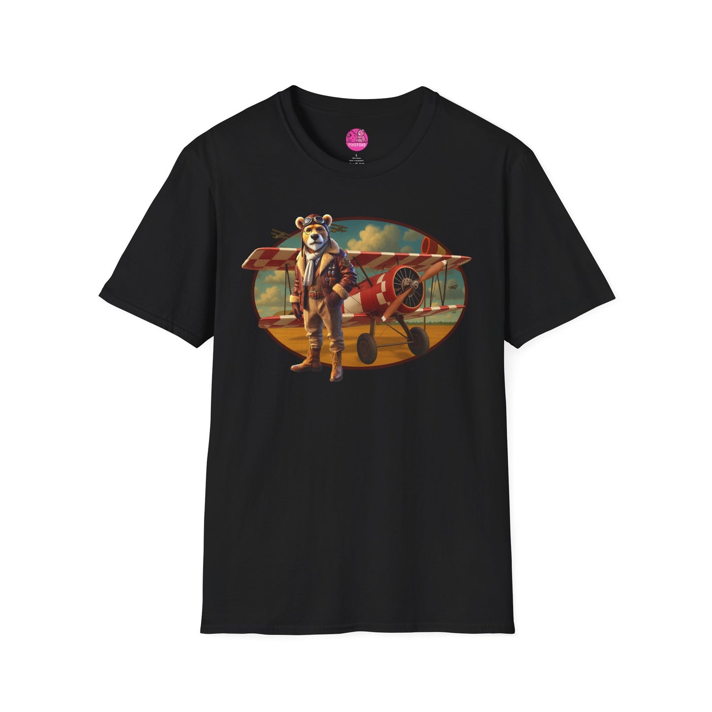 Aviator Bear Softstyle T-Shirt - PinkPond Tee