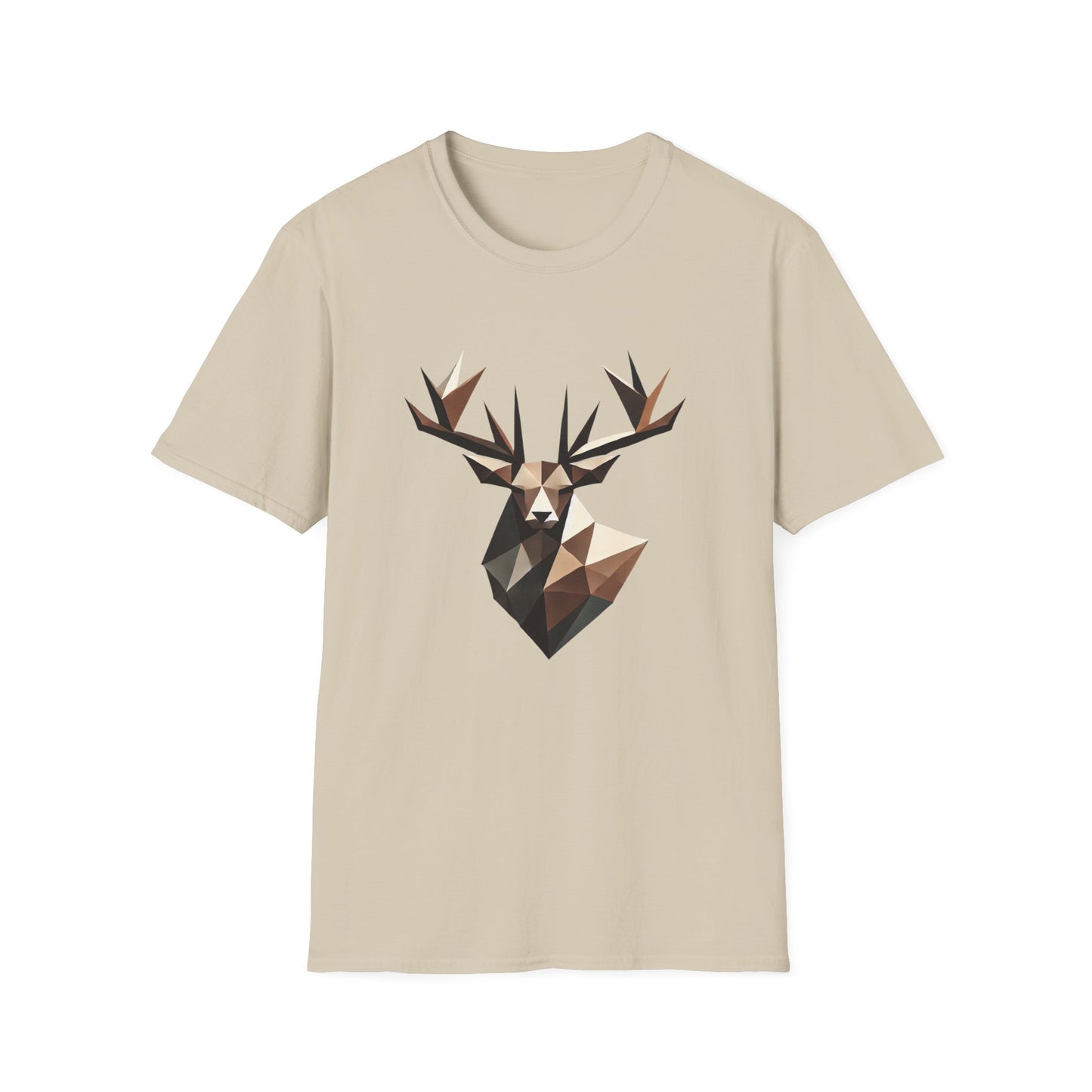 Abstract Geometric Deer Unisex Softstyle T-Shirt - Modern Nature Design