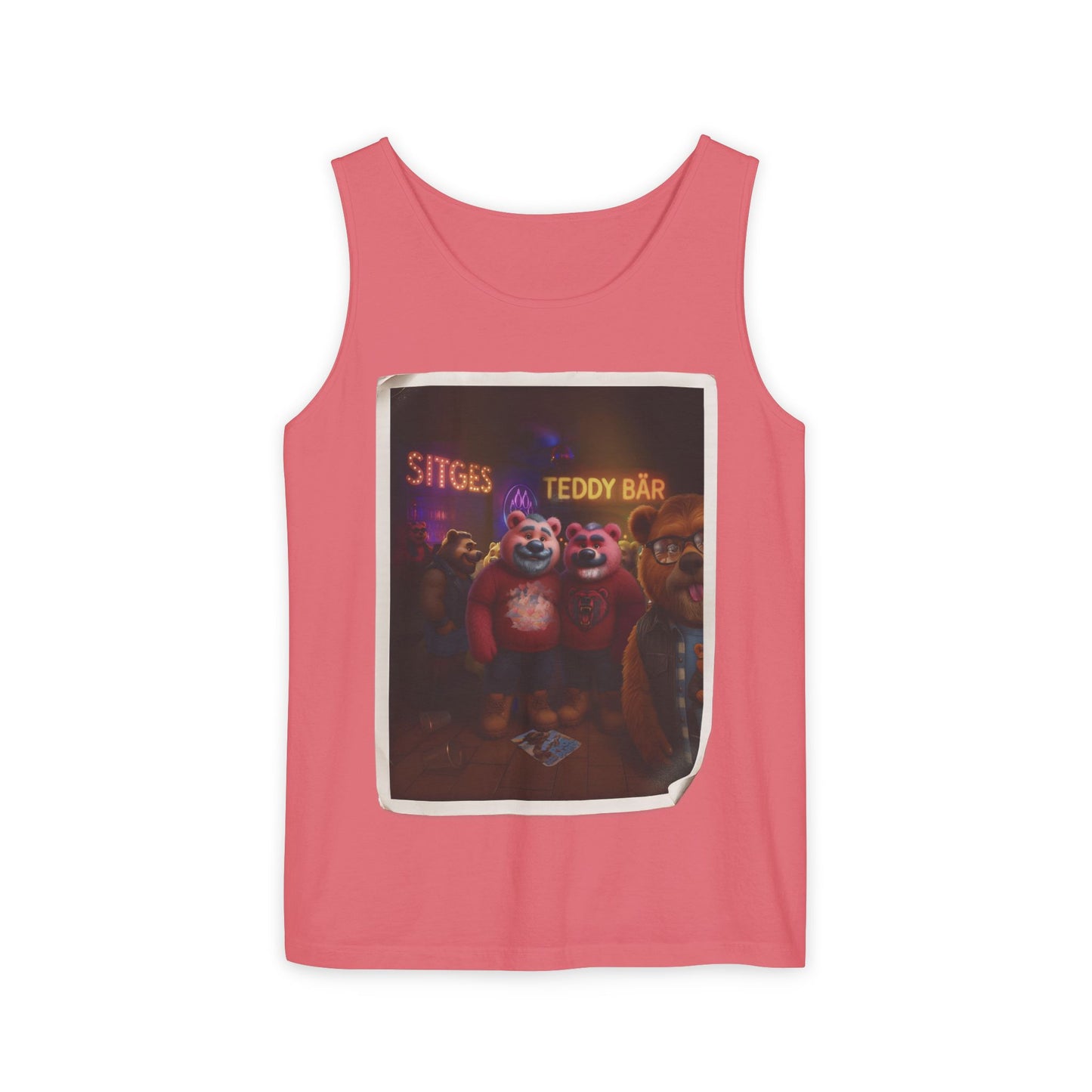Tank Top - The Photo Bomber Bear Tee by Andrew McCarter for PinkPond, Unisex Pride Pool Party Shirt