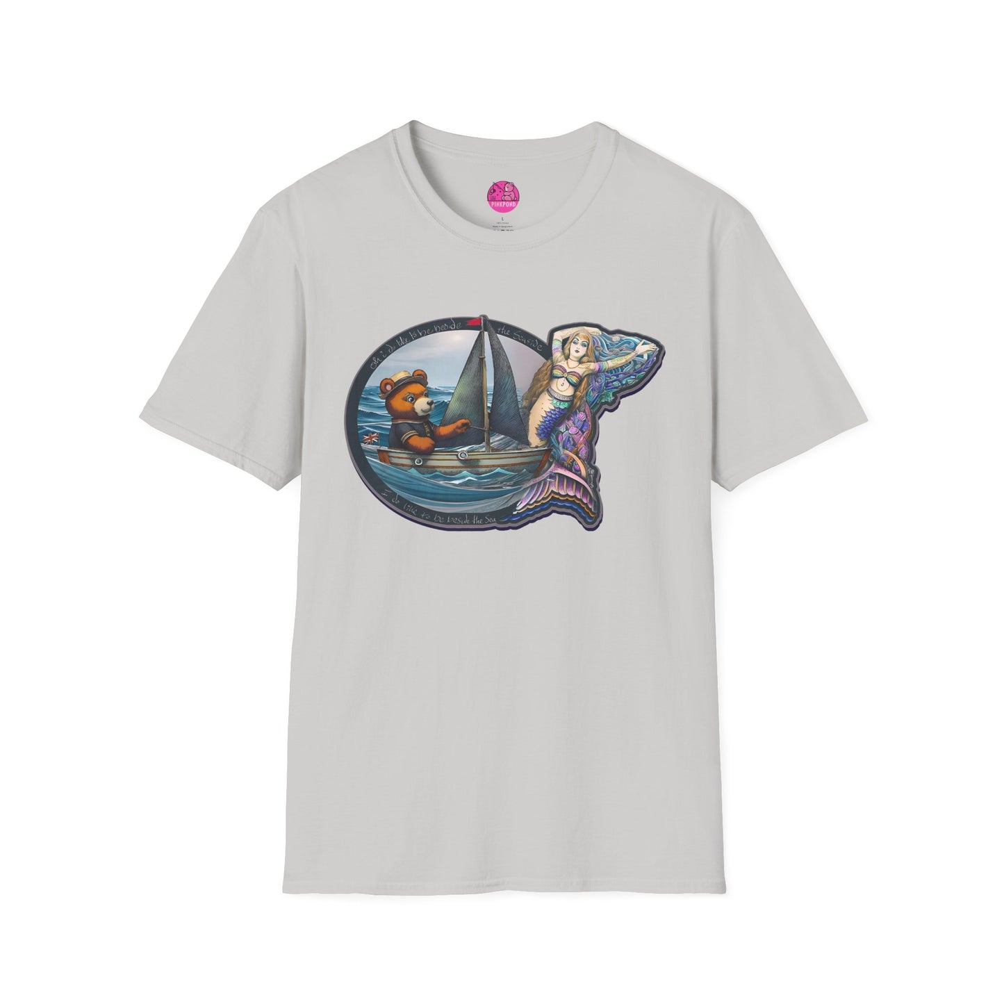 Nautical Tee - Beside the Sea Teddy Bear and Mermaid