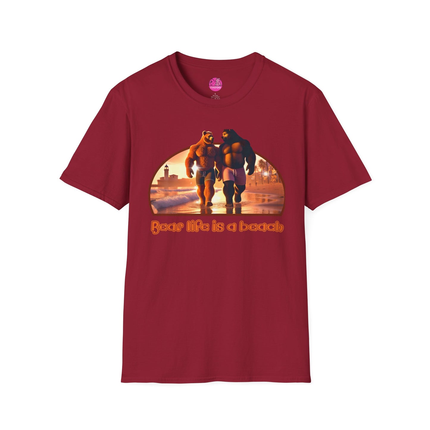 Bear Life is a Beach Unisex T-Shirt - Pride Bear Sunset Design