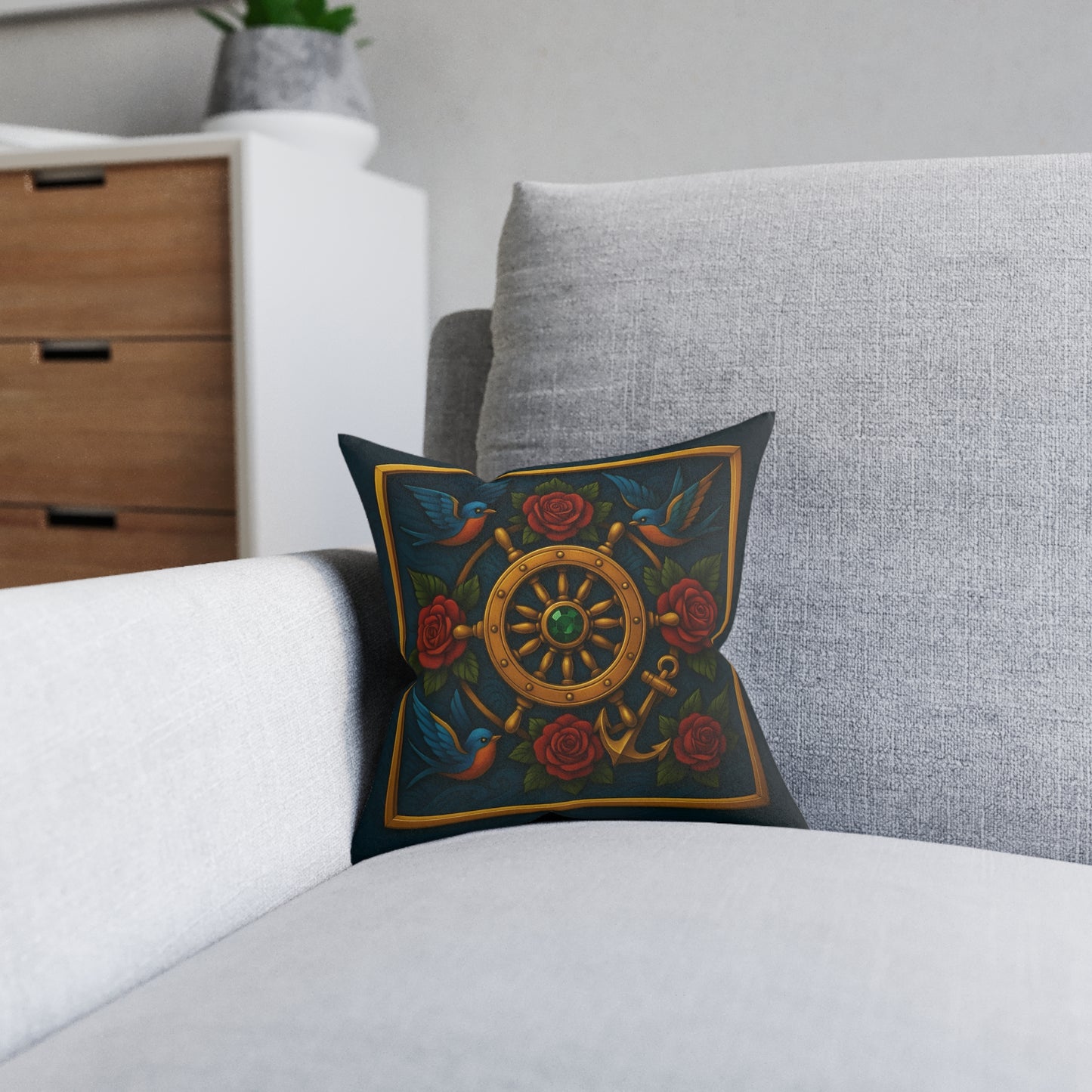 Square Pillow - The Sailor’s Sunset Reversible Cushion