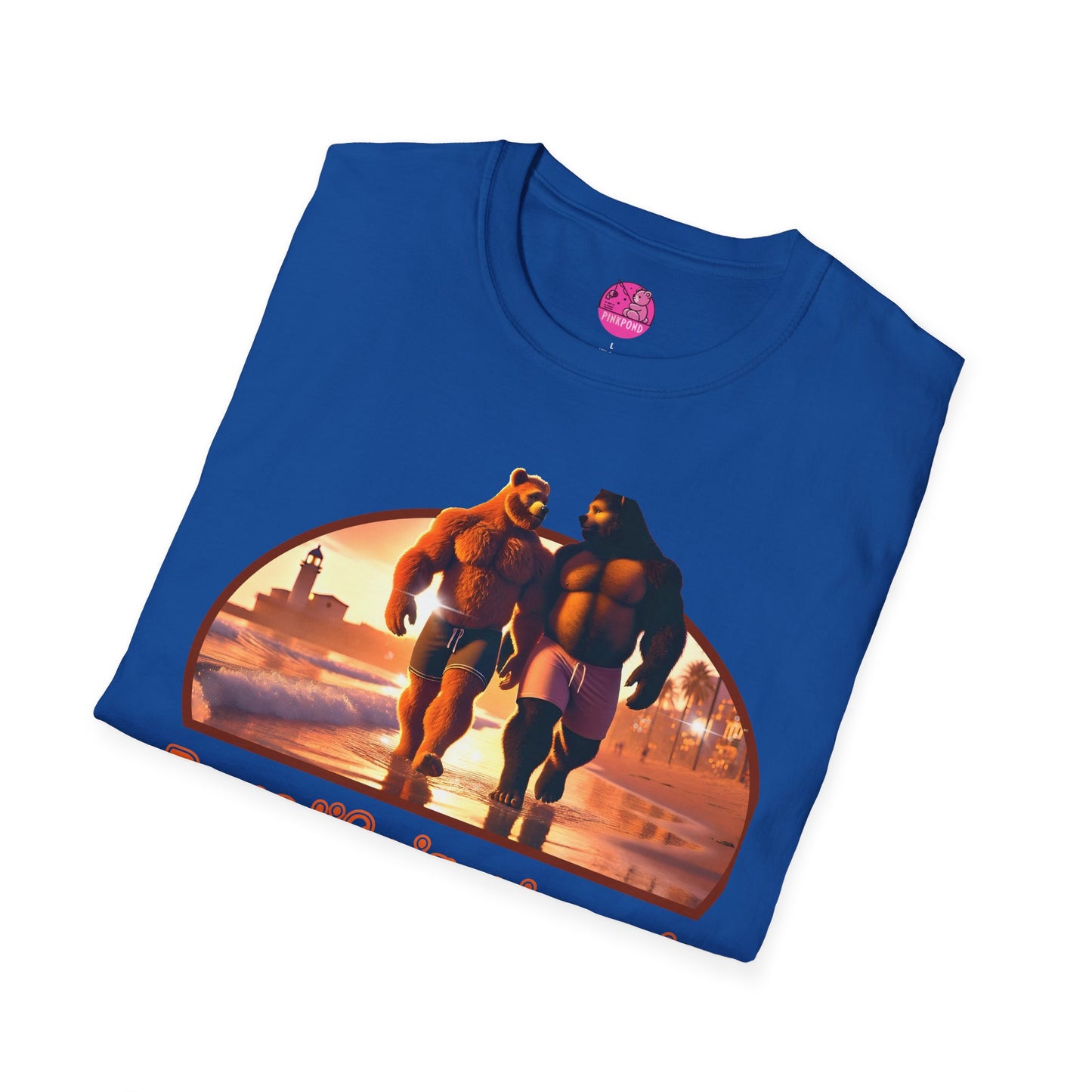 Bear Life is a Beach Unisex T-Shirt - Pride Bear Sunset Design