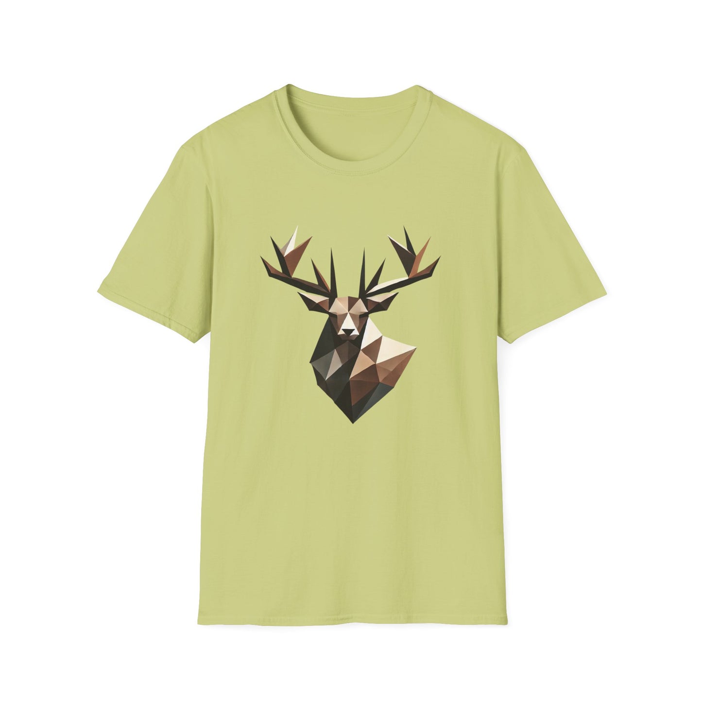 Abstract Geometric Deer Unisex Softstyle T-Shirt - Modern Nature Design