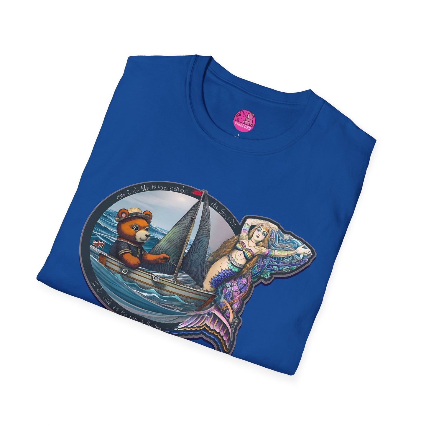 Nautical Tee - Beside the Sea Teddy Bear and Mermaid