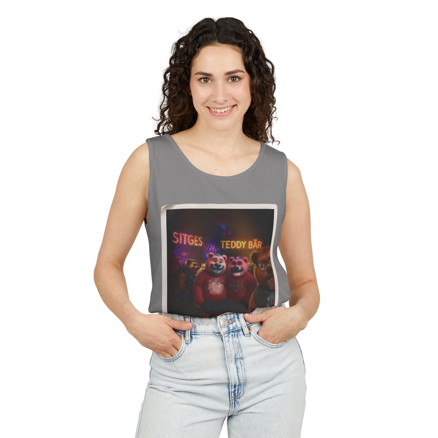 Tank Top - The Photo Bomber Bear Tee by Andrew McCarter for PinkPond, Unisex Pride Pool Party Shirt
