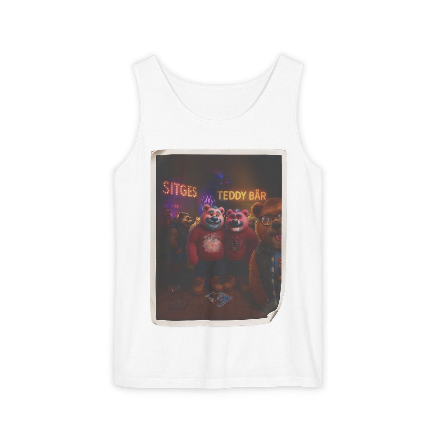 Tank Top - The Photo Bomber Bear Tee by Andrew McCarter for PinkPond, Unisex Pride Pool Party Shirt