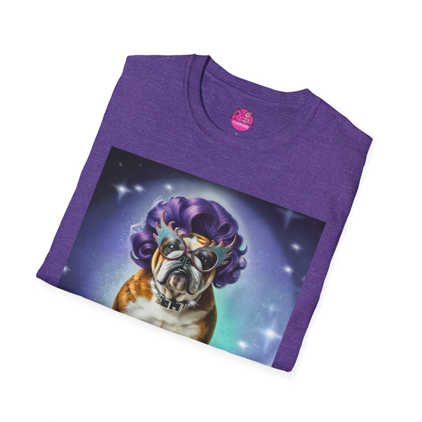 Dame Edna Bulldog T-Shirt - Fabulous & Fetching Unisex Softstyle Tee for Dog Lovers and Drag Fans