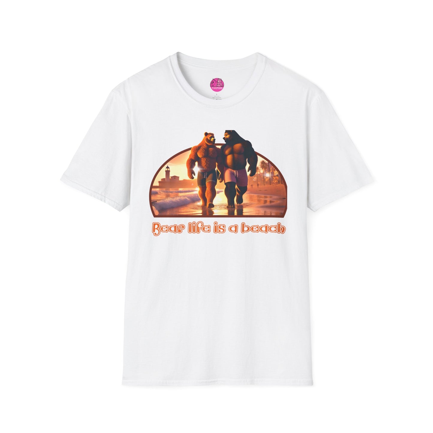 Bear Life is a Beach Unisex T-Shirt - Pride Bear Sunset Design
