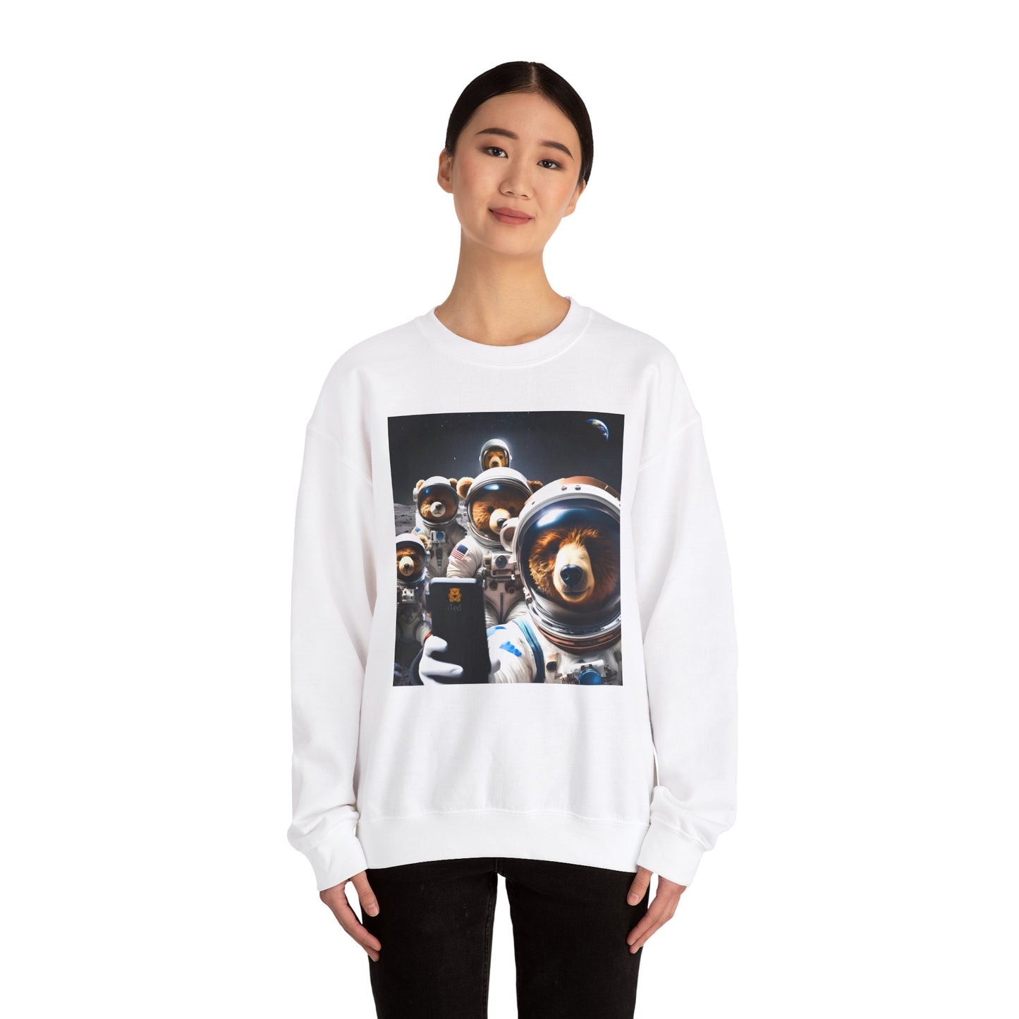 Space Bears Selfie Sweatshirt - Moon Bears Astronaut Selfies Crewneck