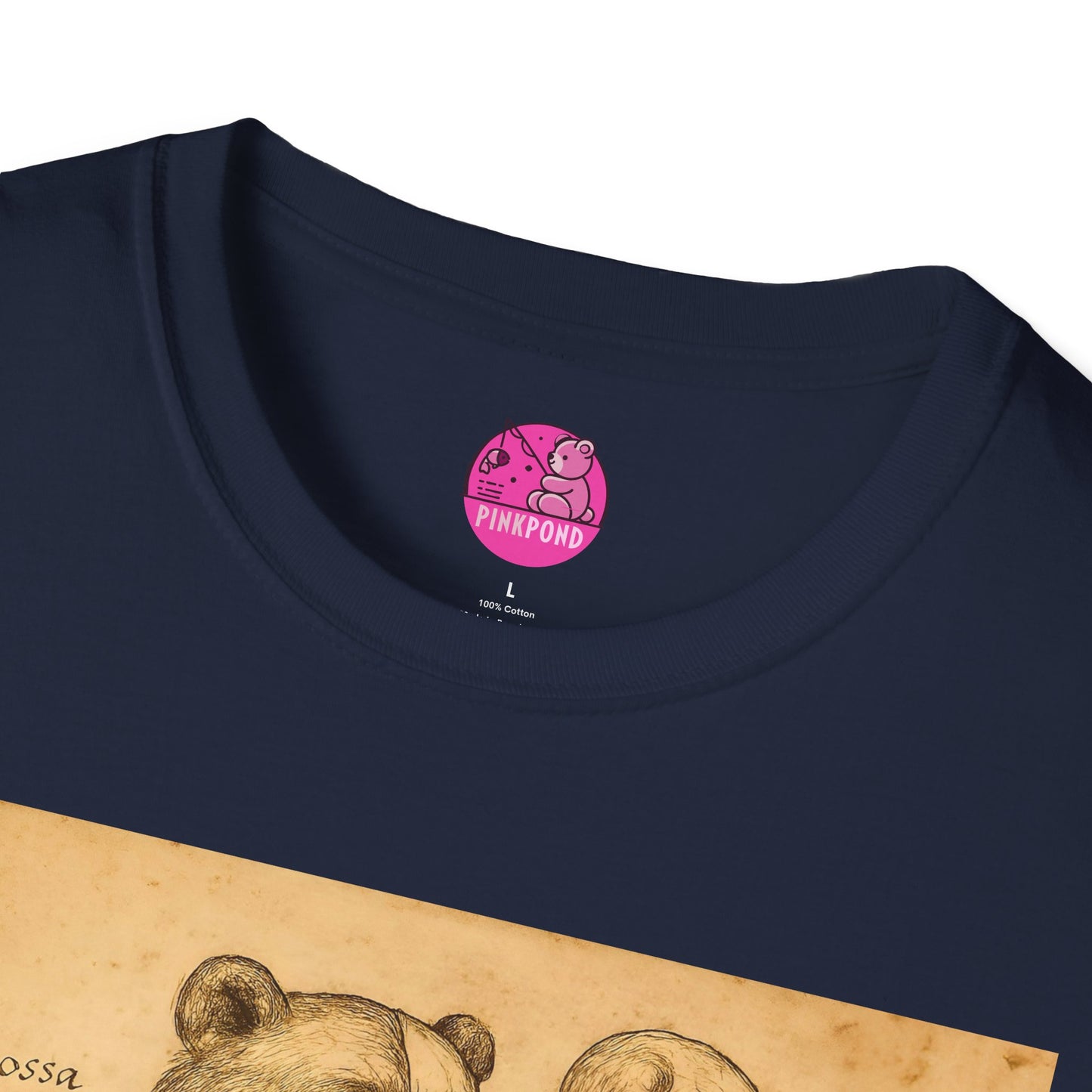 Da Vinci Bear Anatomy T-Shirt with Vintage Parchment Print Effect