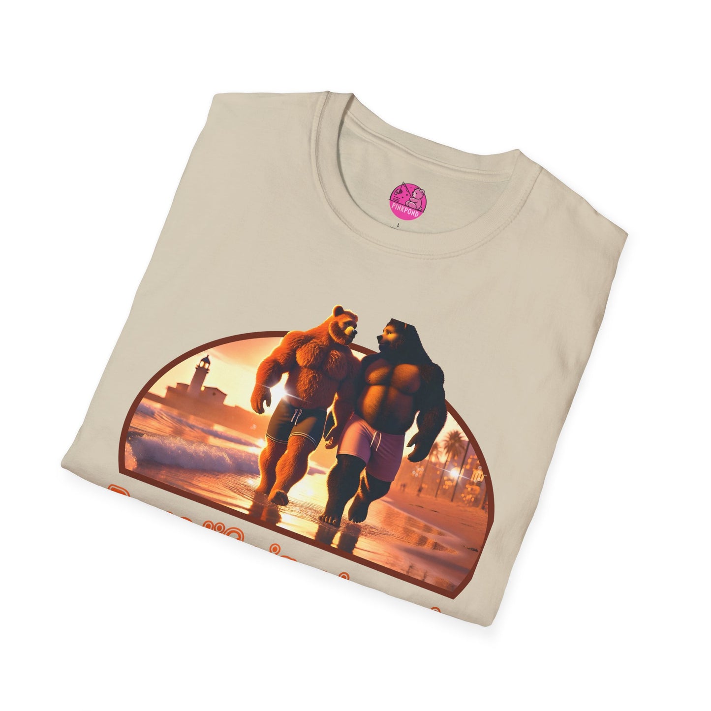 Bear Life is a Beach Unisex T-Shirt - Pride Bear Sunset Design