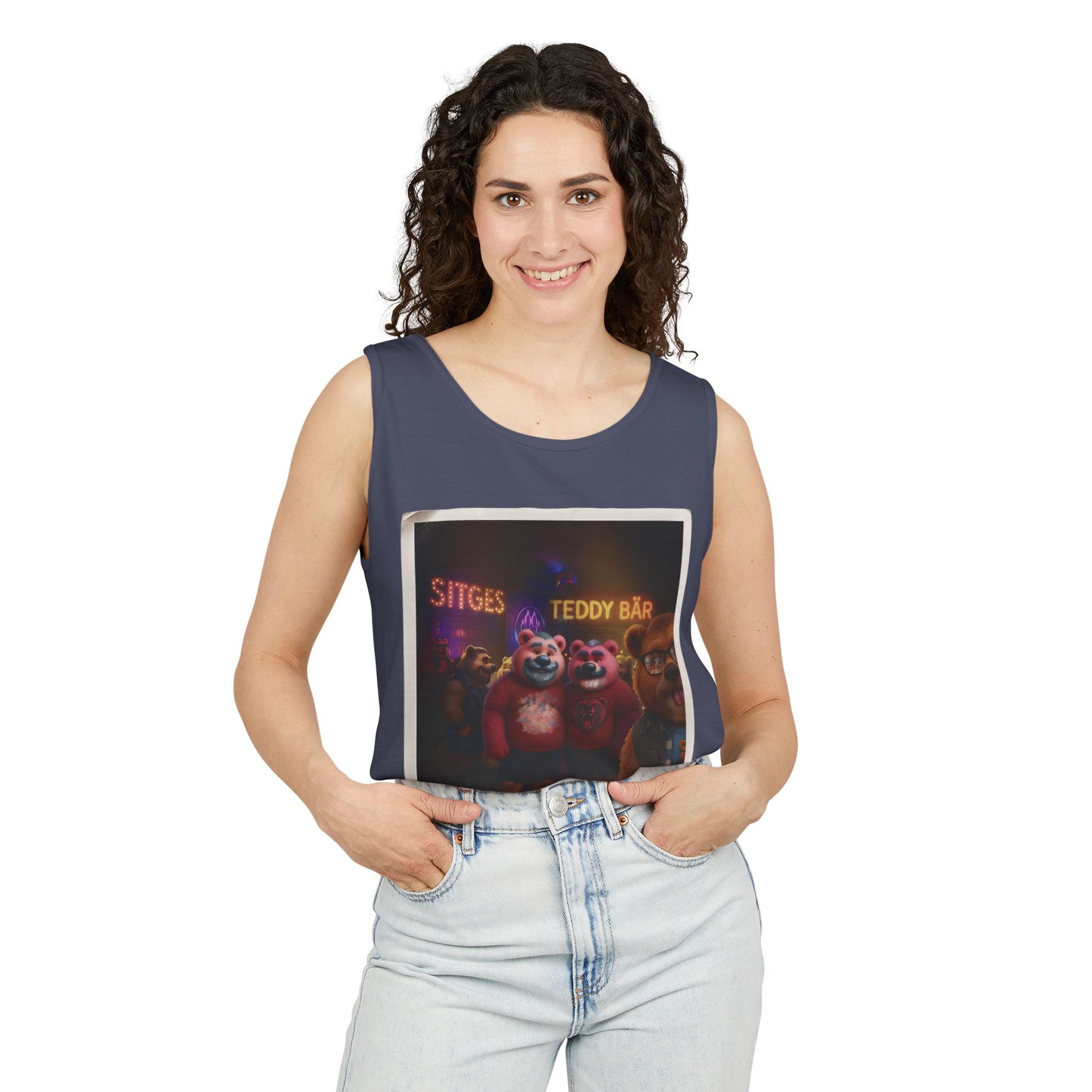 Tank Top - The Photo Bomber Bear Tee by Andrew McCarter for PinkPond, Unisex Pride Pool Party Shirt