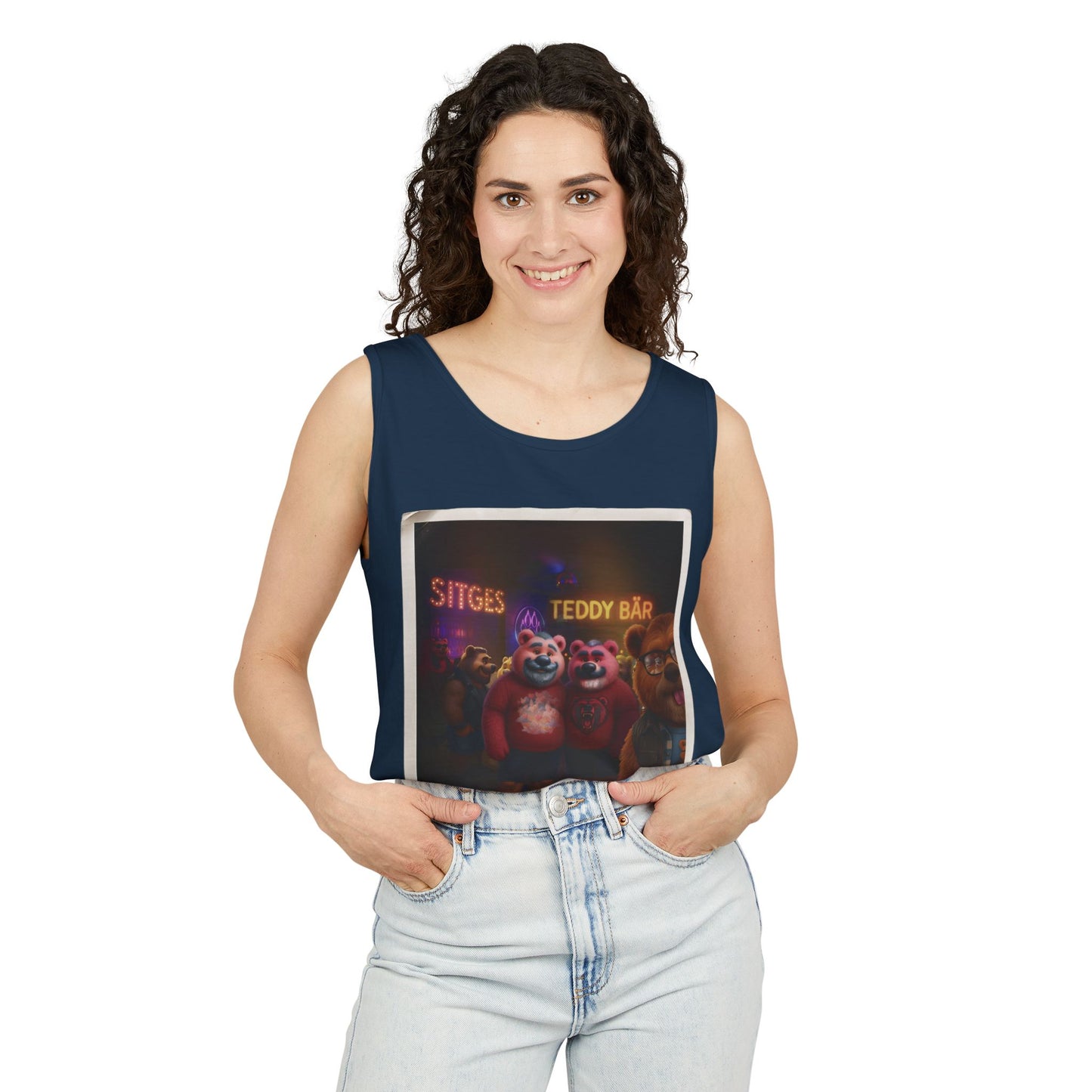 Tank Top - The Photo Bomber Bear Tee by Andrew McCarter for PinkPond, Unisex Pride Pool Party Shirt