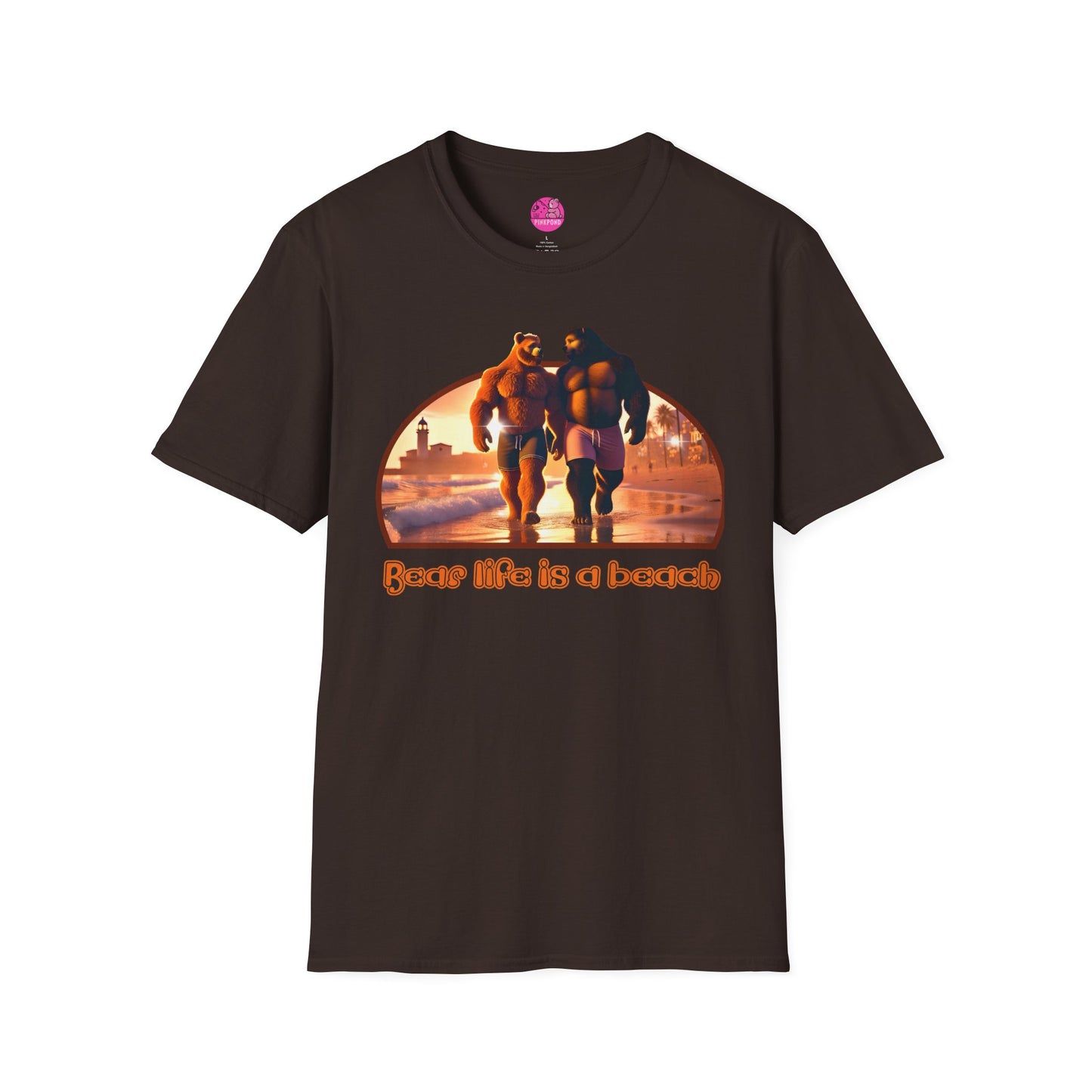 Bear Life is a Beach Unisex T-Shirt - Pride Bear Sunset Design