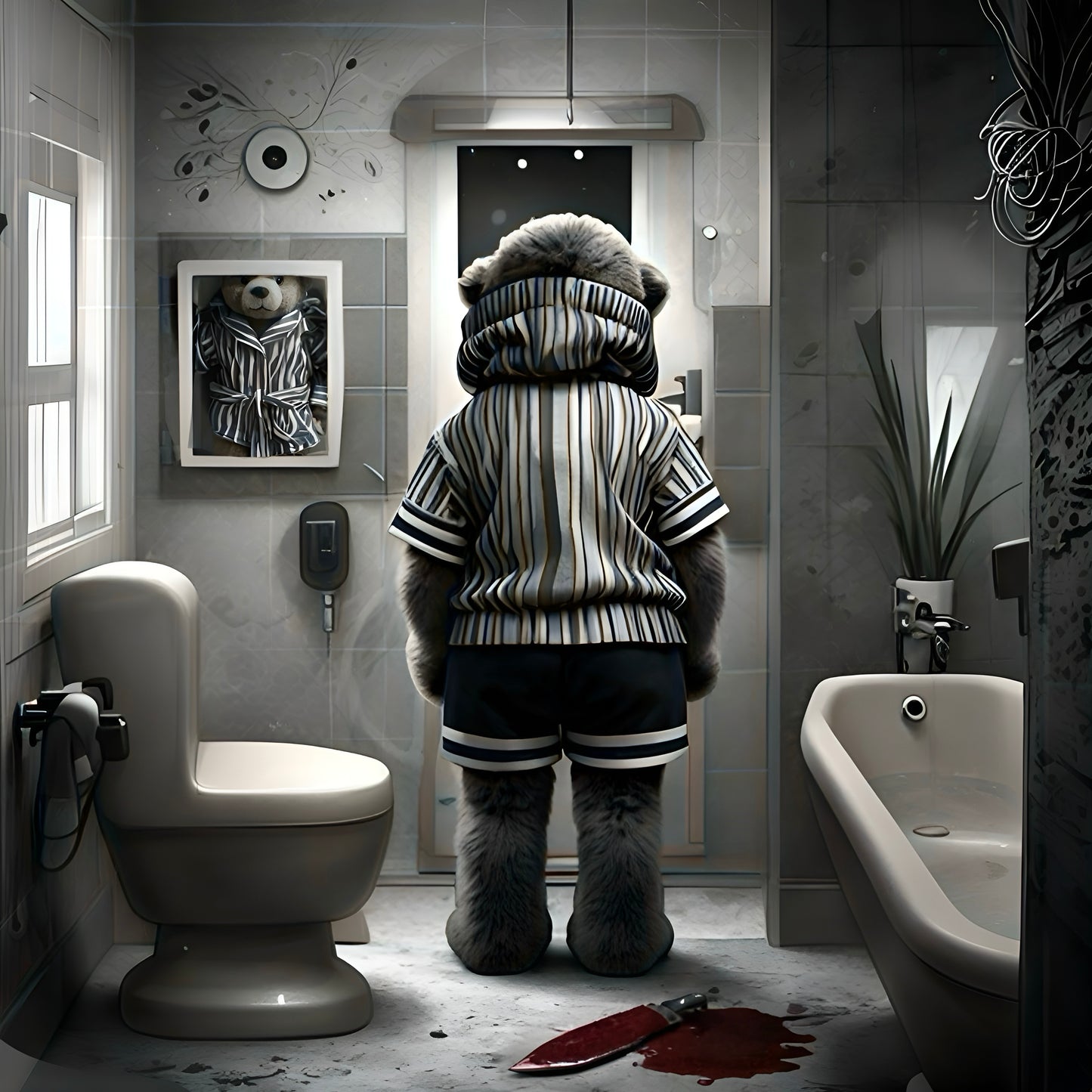 Canvas Art Print - The Untimely Demise of Benjamin Bear by Andrew McCarter, Dark Surreal Artwork