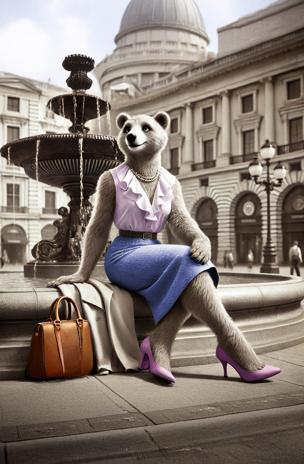 Greeting Cards Pack - Swinging 60s Bearette PinkPond Elegance Vintage London Style 5 Pack