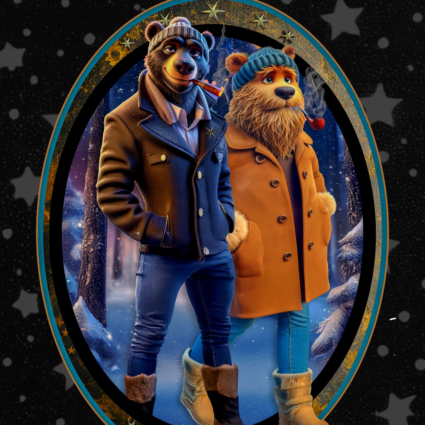 Greeting Cards 5 Pack - Barry & Barney Walking in a Winter Fuzzland