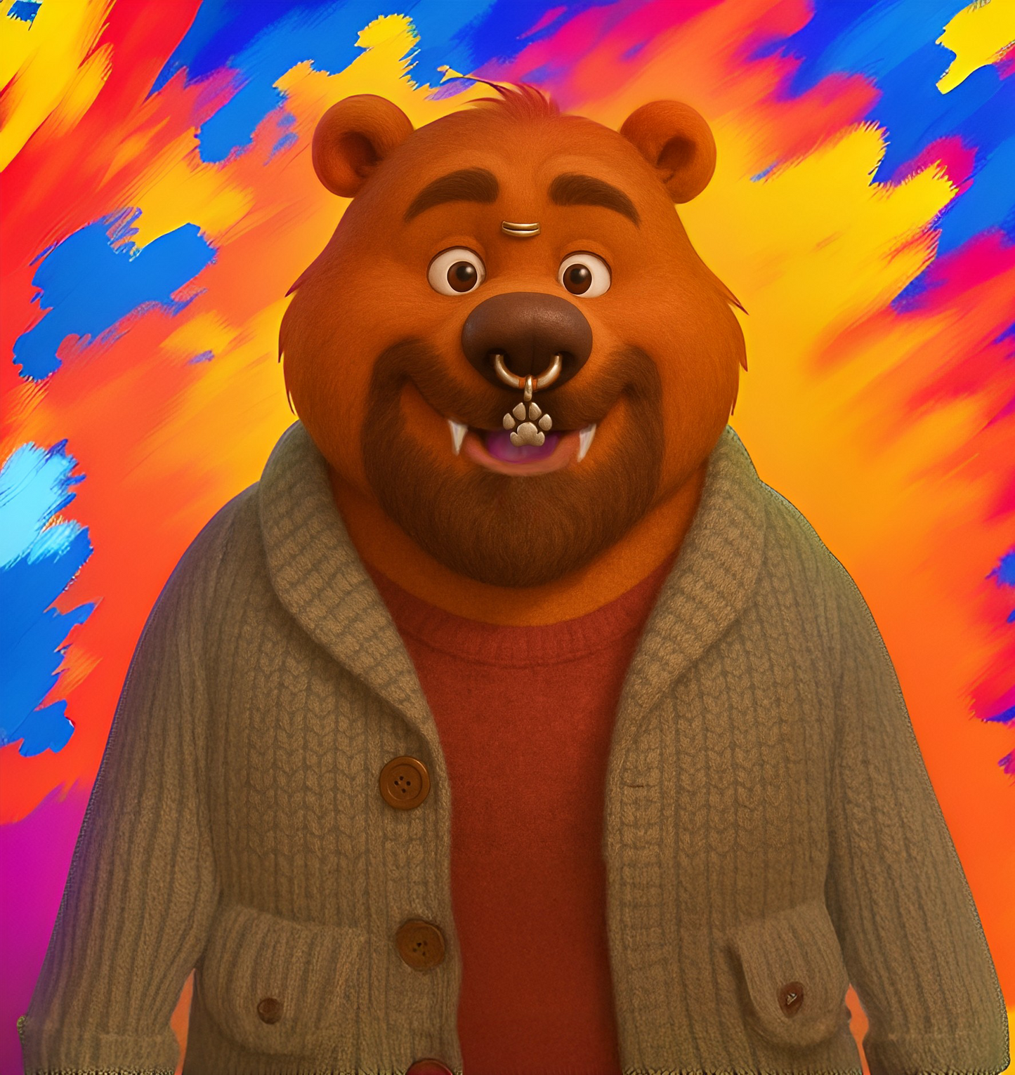 Bear Greeting Cards (5 Pack) - 'Jason - You've Got That Glow' Rainbow Brushstrokes Design