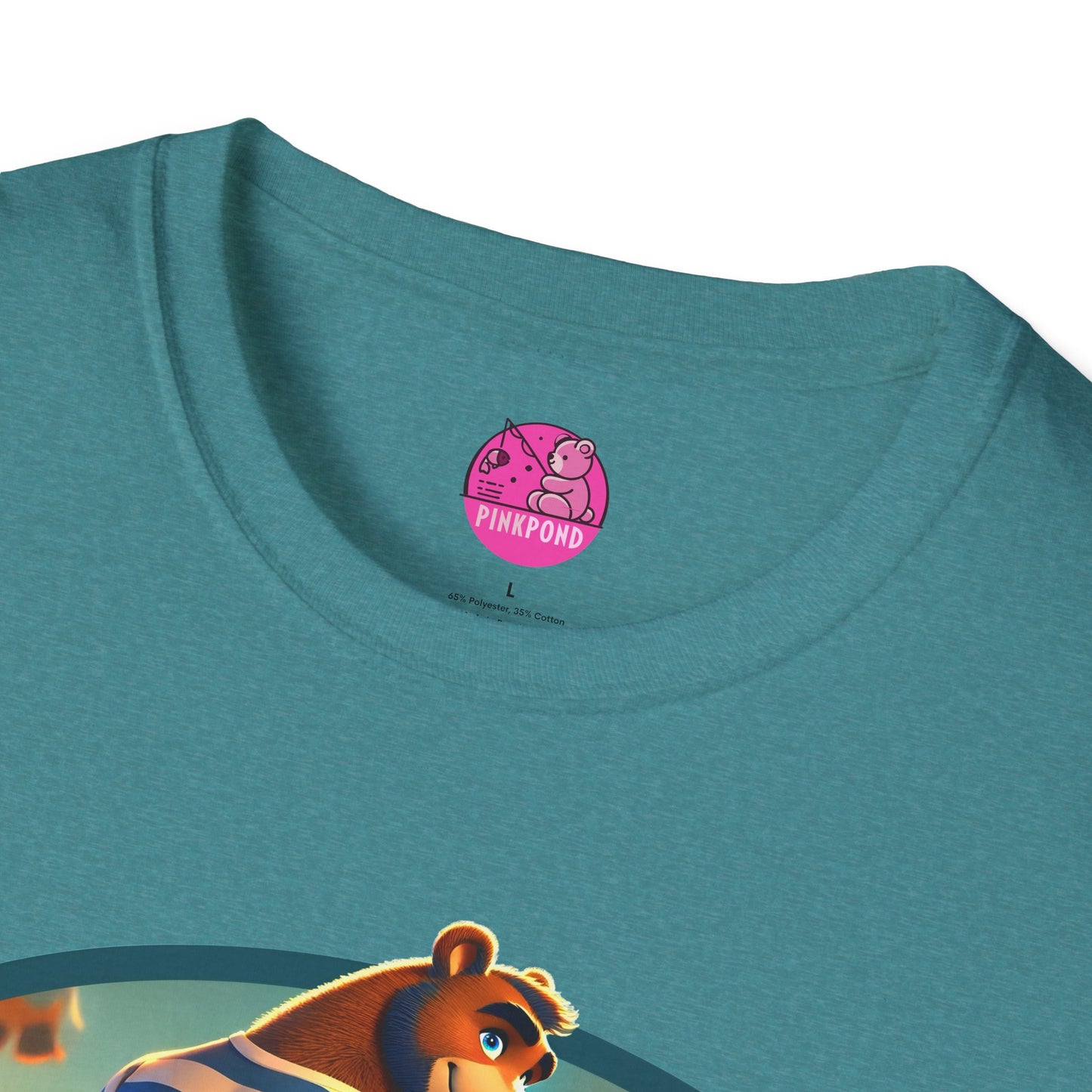 Beach Bear Bliss Softstyle T-Shirt - PinkPond Exclusive Vintage Design