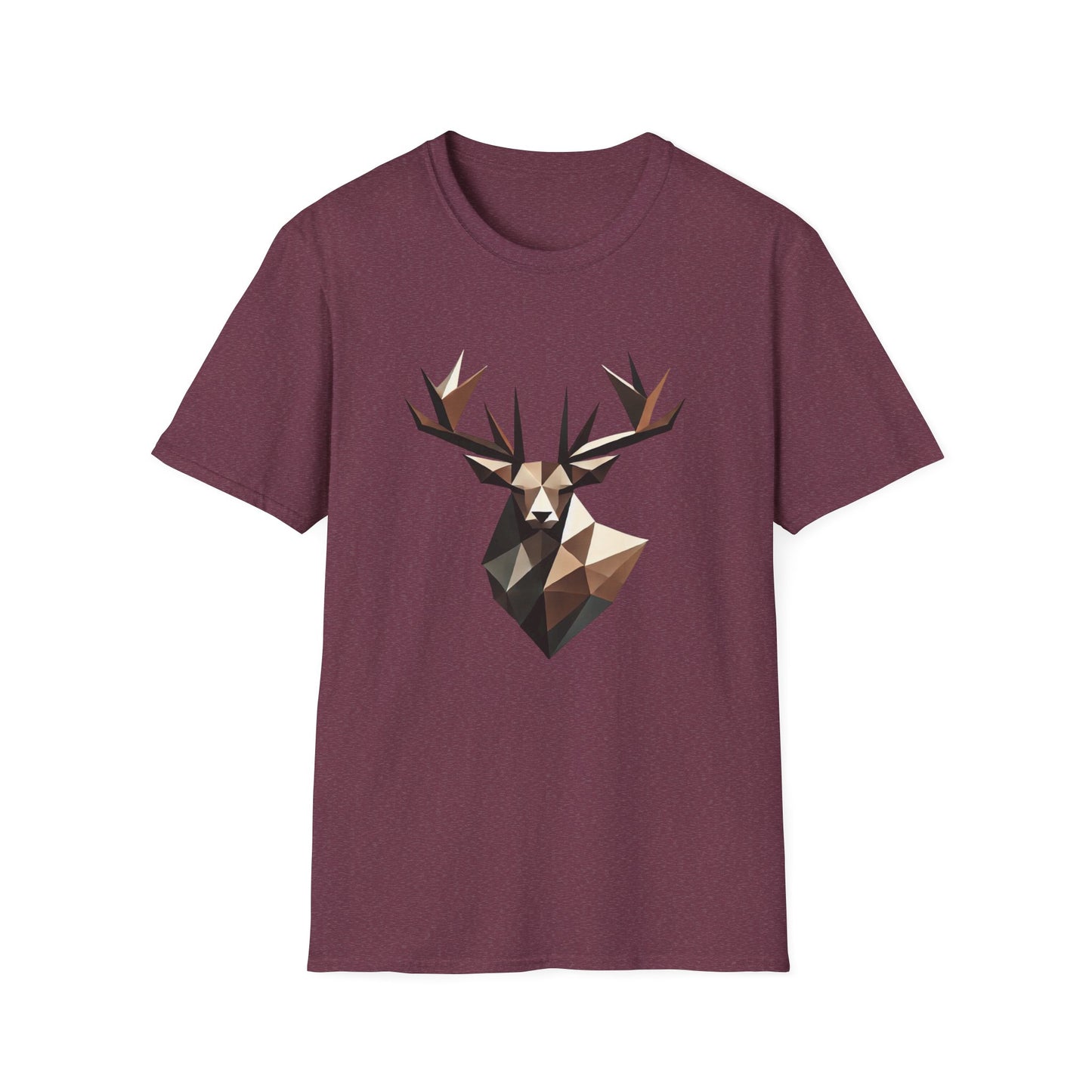 Abstract Geometric Deer Unisex Softstyle T-Shirt - Modern Nature Design