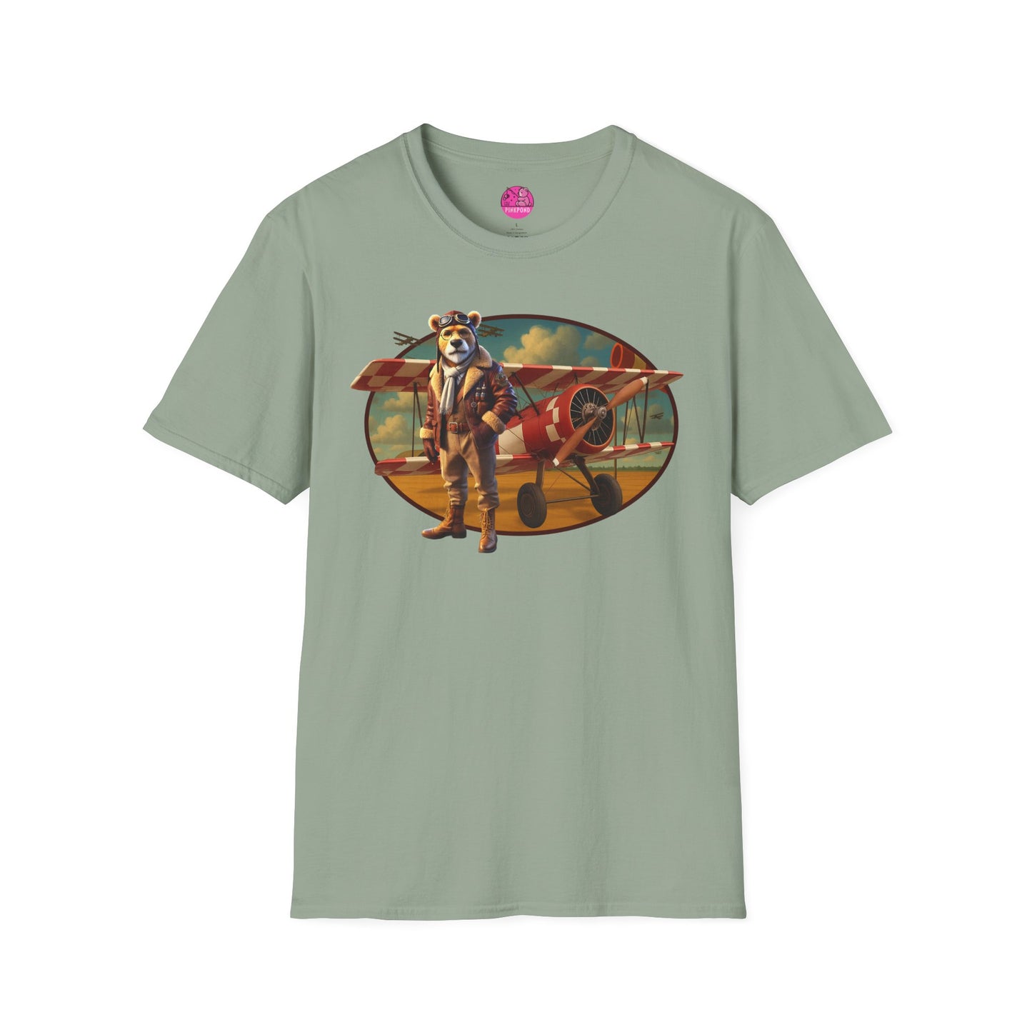 Aviator Bear Softstyle T-Shirt - PinkPond Tee