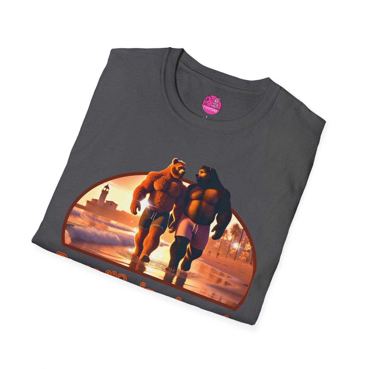 Bear Life is a Beach Unisex T-Shirt - Pride Bear Sunset Design