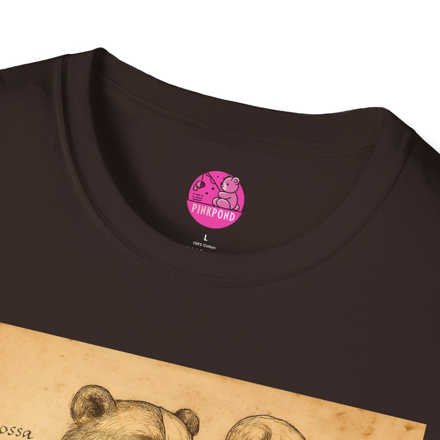 Da Vinci Bear Anatomy T-Shirt with Vintage Parchment Print Effect