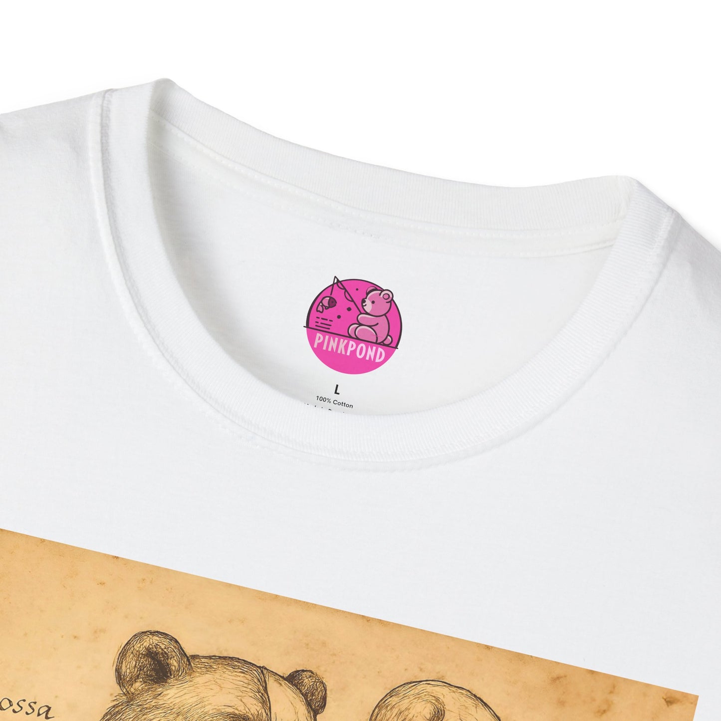 Da Vinci Bear Anatomy T-Shirt with Vintage Parchment Print Effect