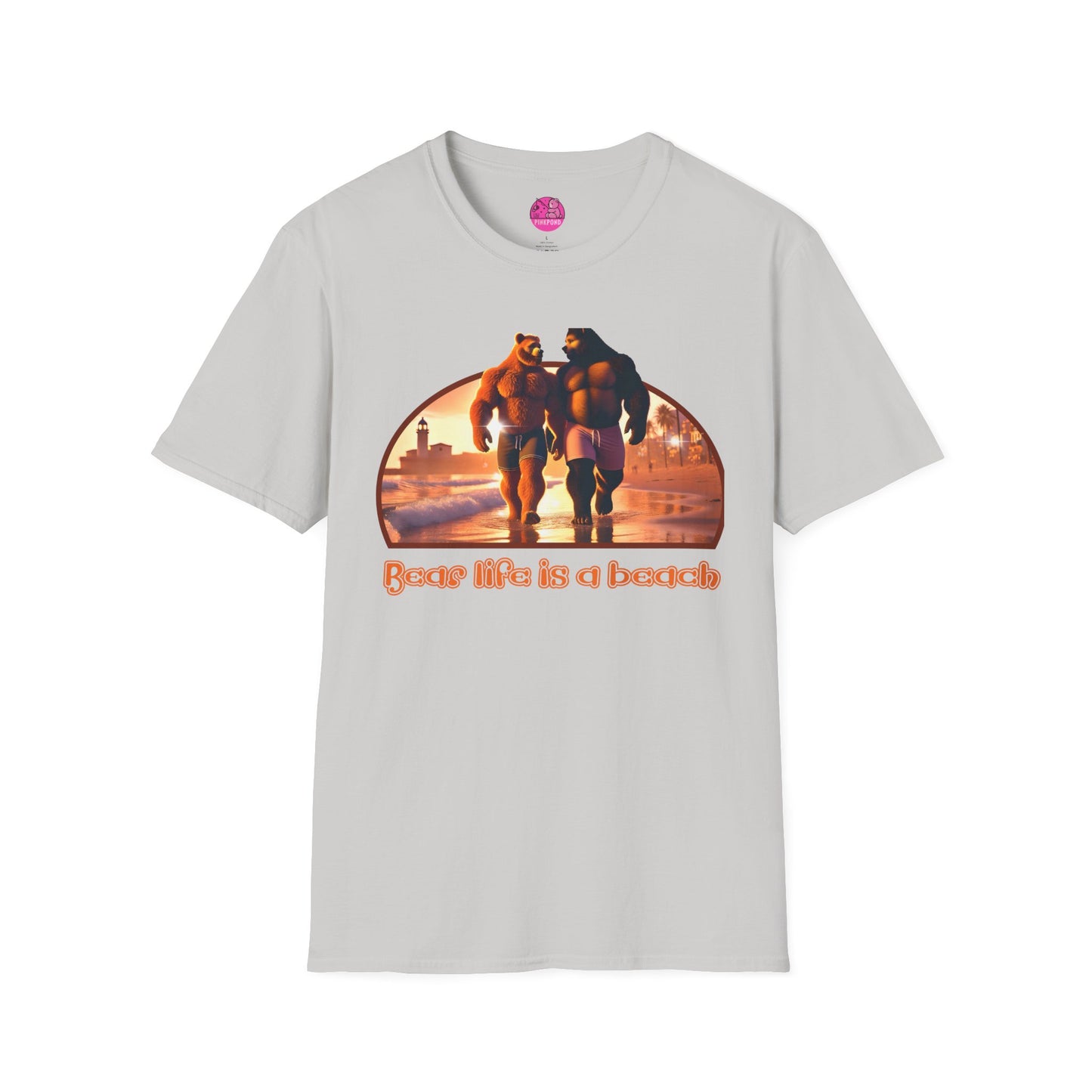 Bear Life is a Beach Unisex T-Shirt - Pride Bear Sunset Design