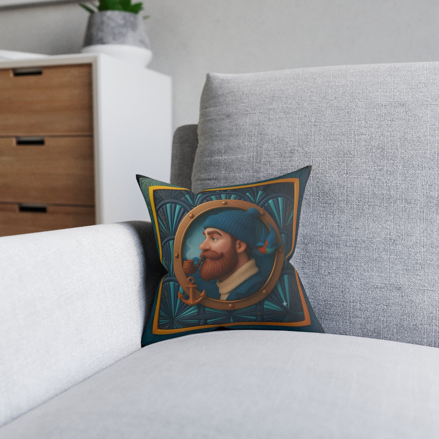 Square Pillow - PinkPond Sailor’s Sunset Cushion - Nautical and Psychedelic Home Decor