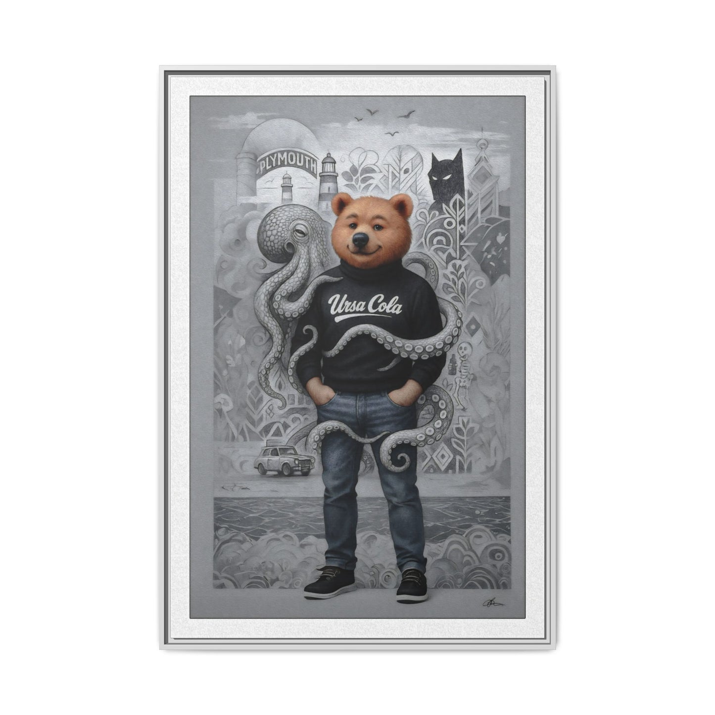 PinkPond Canvas Art Print – An Invasion of Octopi Was Announced on the News. Who Can Save Us?!
