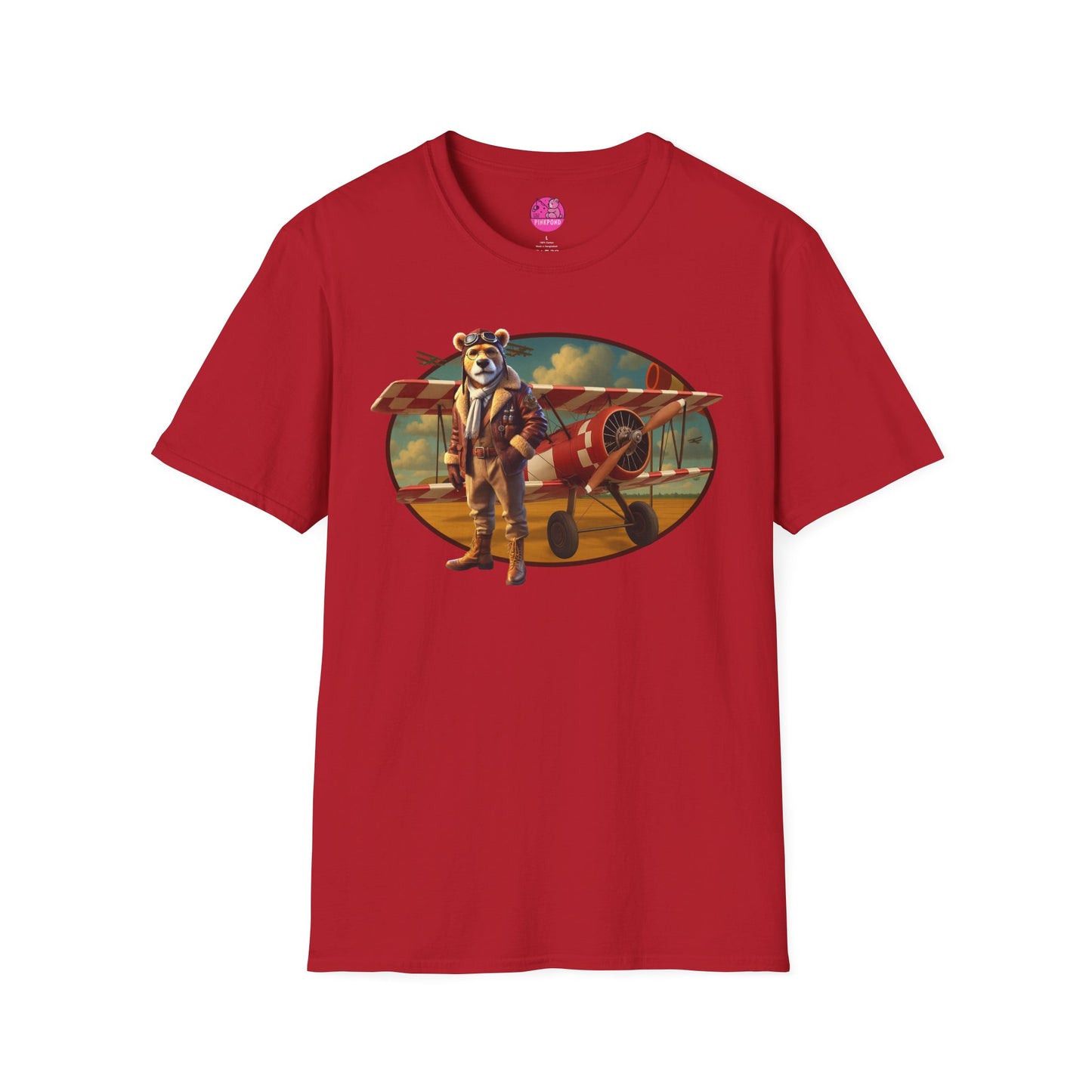 Aviator Bear Softstyle T-Shirt - PinkPond Tee