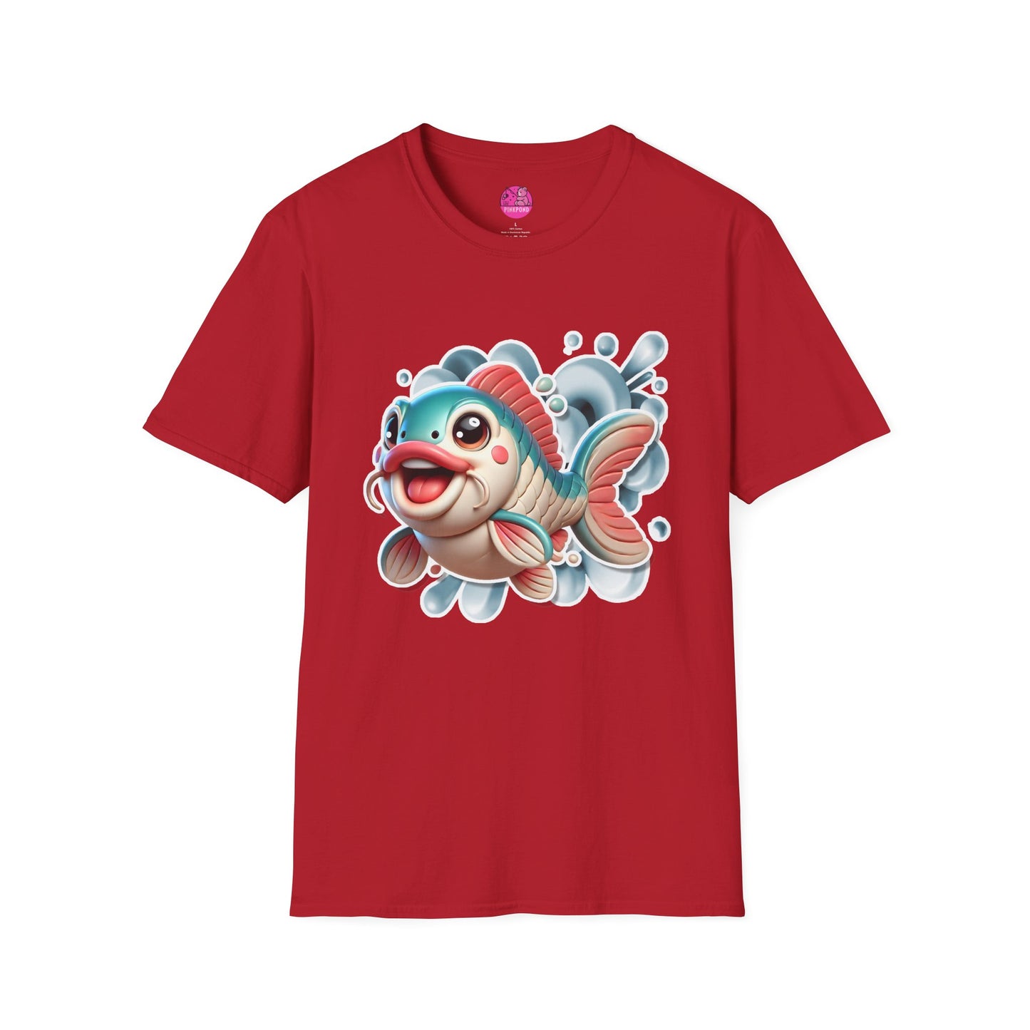 Carrie the Carp T-Shirt - a splash of fishy fun - Unisex Softstyle Tee with 3D Design