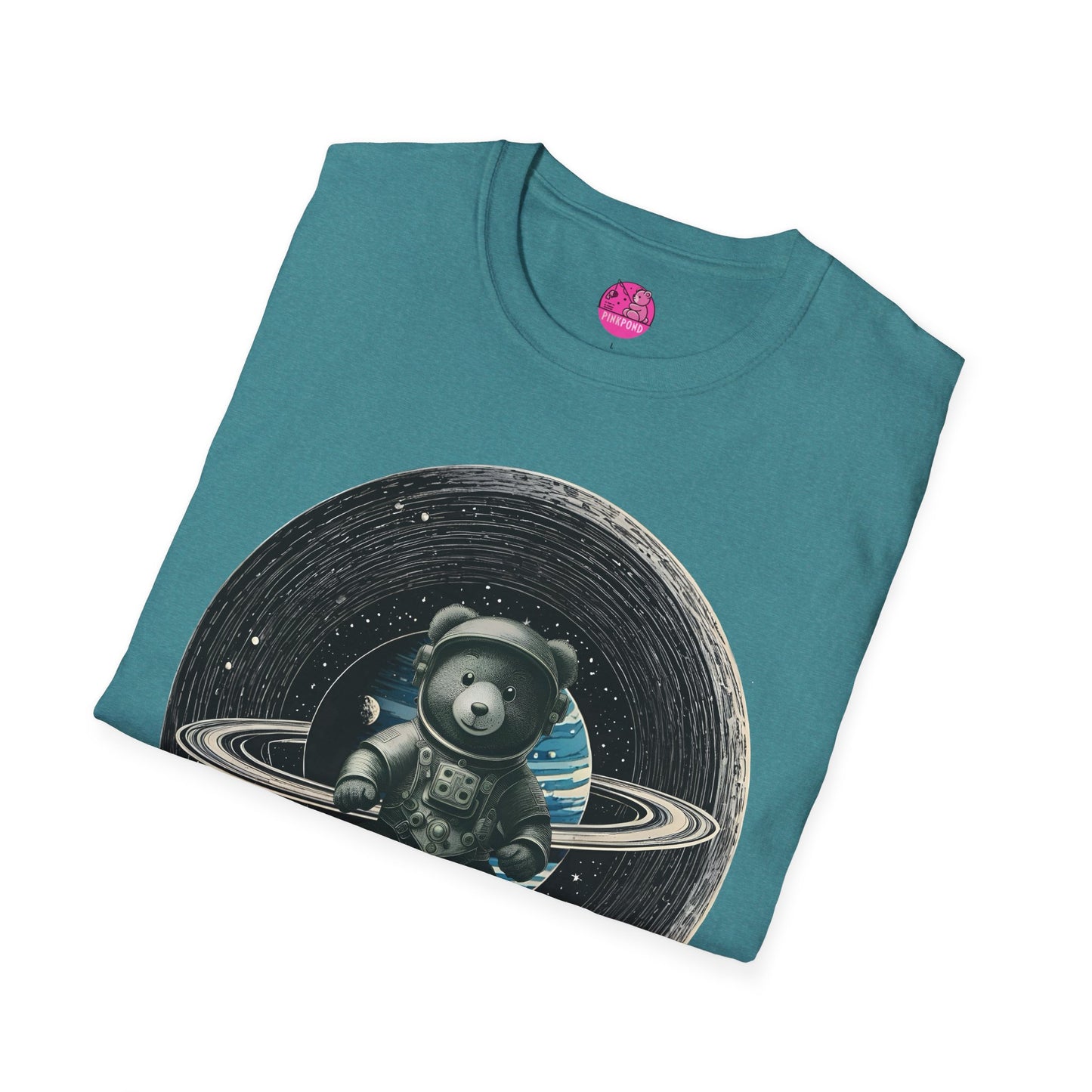 Cosmic Explorer Teddy T-Shirt - Spacefaring Bear Graphic Tee for Space Lovers and Adventurers