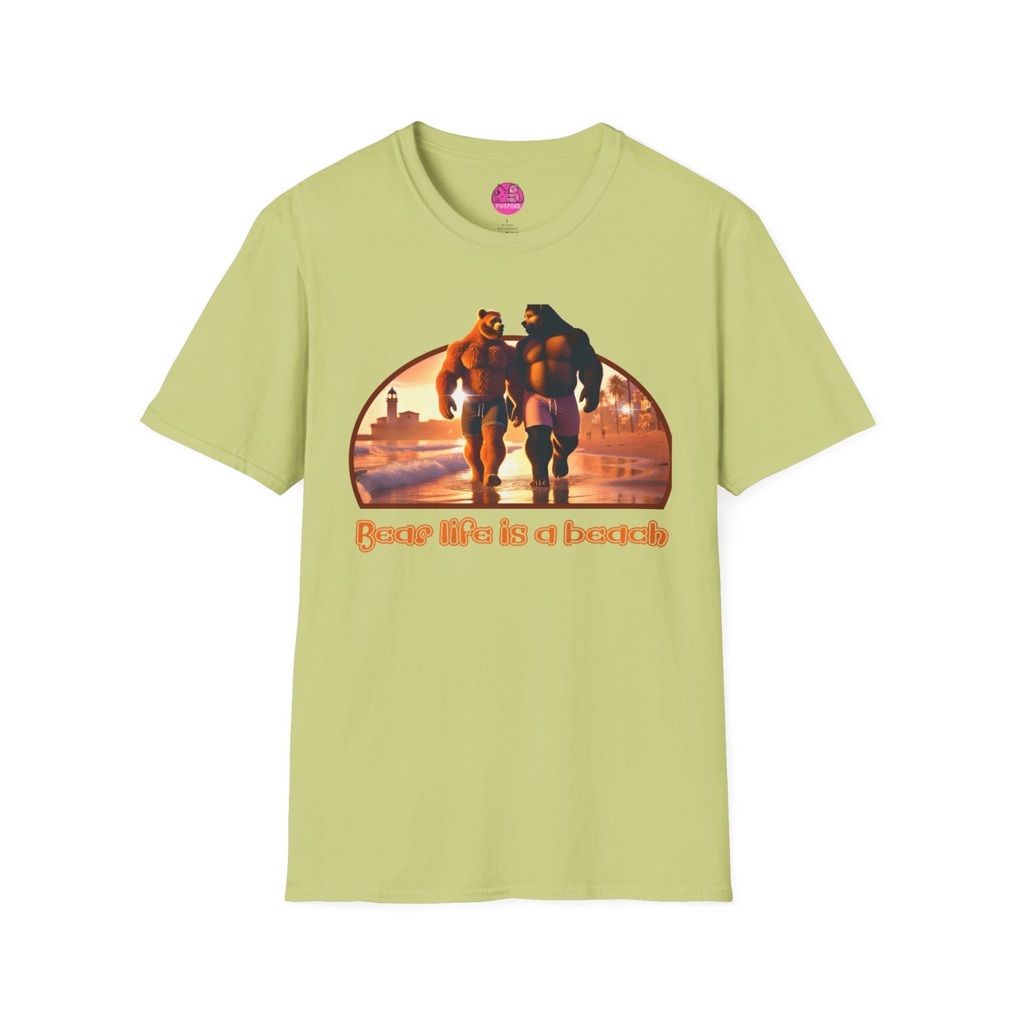 Bear Life is a Beach Unisex T-Shirt - Pride Bear Sunset Design