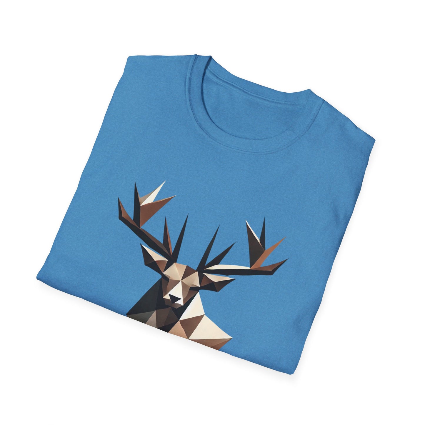 Abstract Geometric Deer Unisex Softstyle T-Shirt - Modern Nature Design