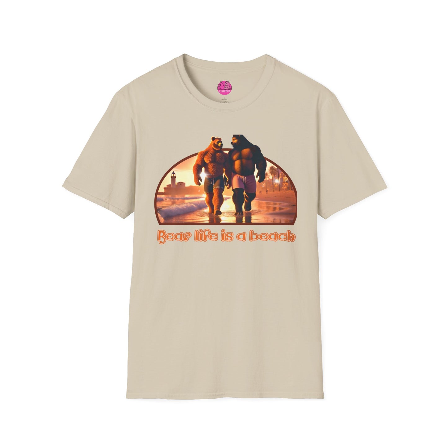 Bear Life is a Beach Unisex T-Shirt - Pride Bear Sunset Design