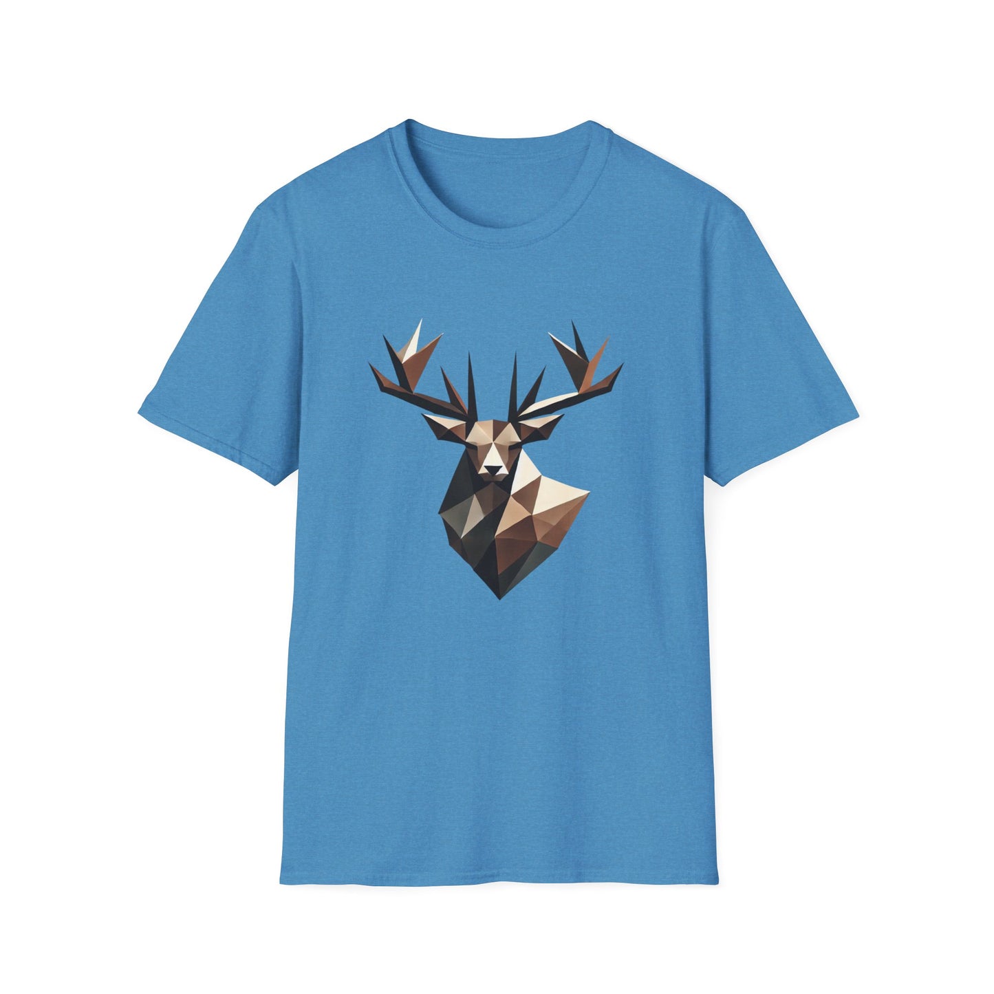 Abstract Geometric Deer Unisex Softstyle T-Shirt - Modern Nature Design