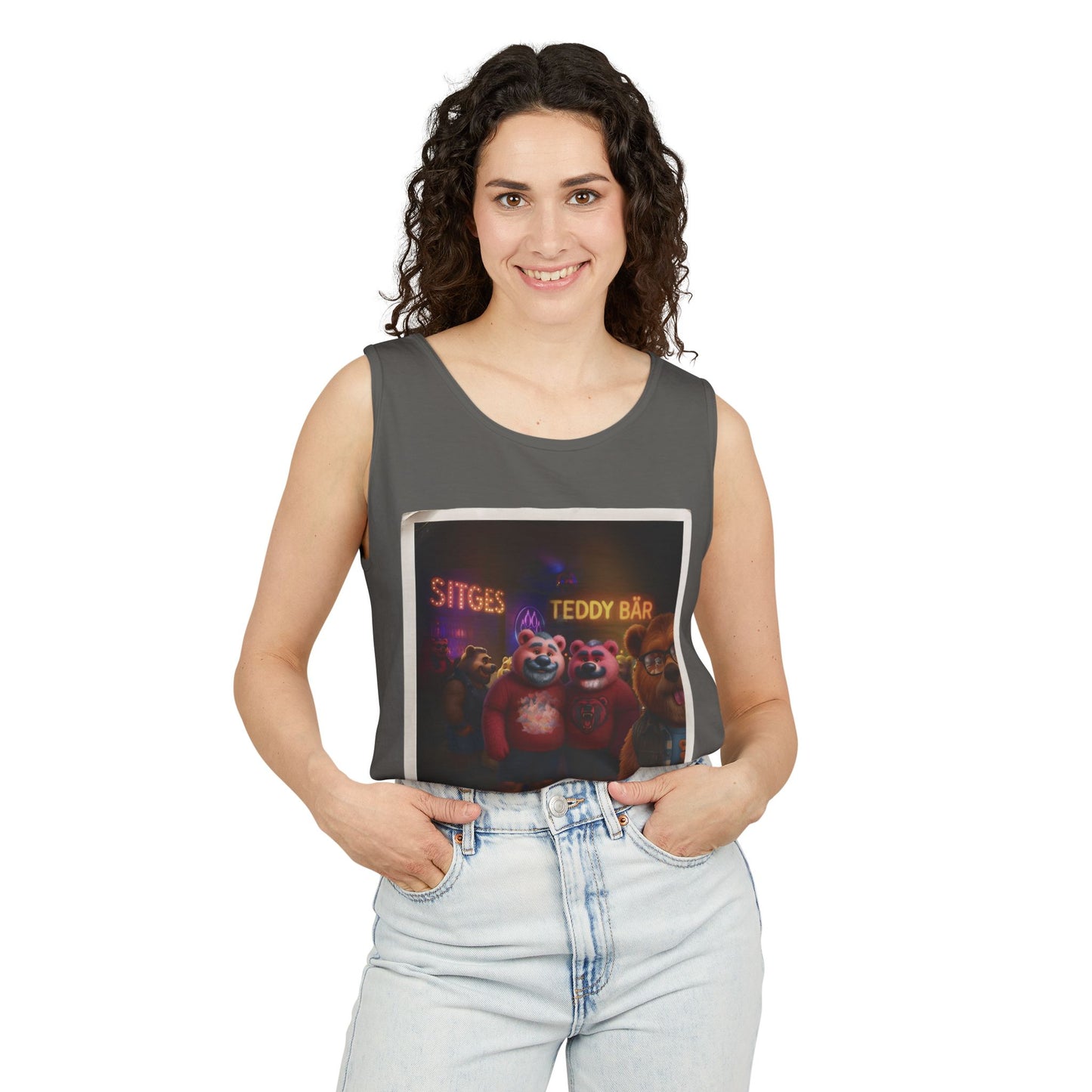 Tank Top - The Photo Bomber Bear Tee by Andrew McCarter for PinkPond, Unisex Pride Pool Party Shirt