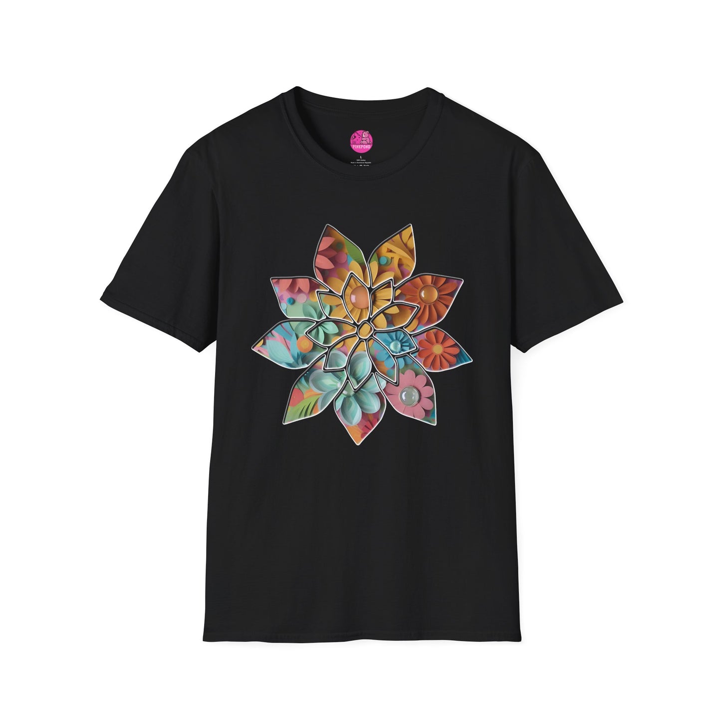 Blooming Beauty T-Shirt – A Burst of Color and Creativity- Unisex Softstyle Tee