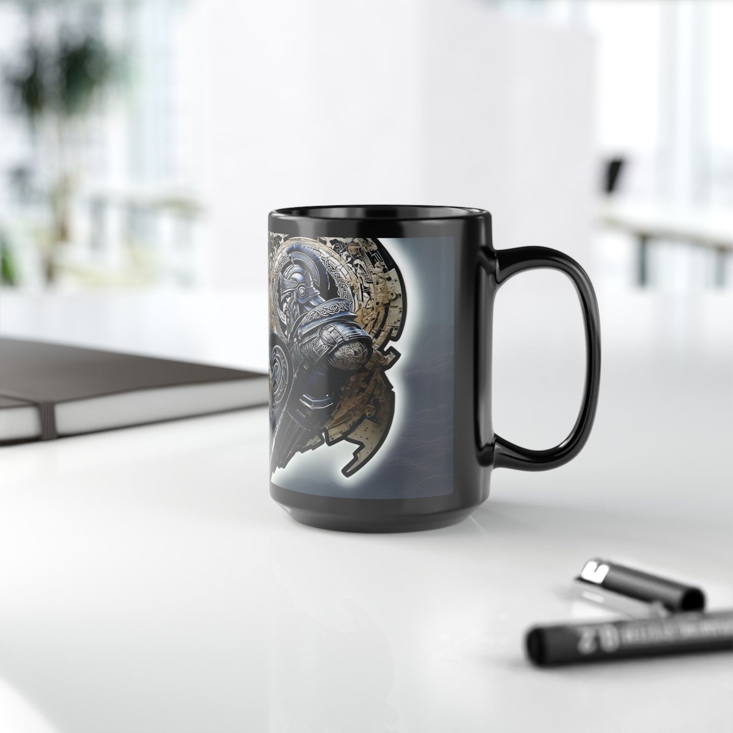 Cybernetic Trojan Eye Guardian of the Future Mug – Artwork by Andrew McCarter