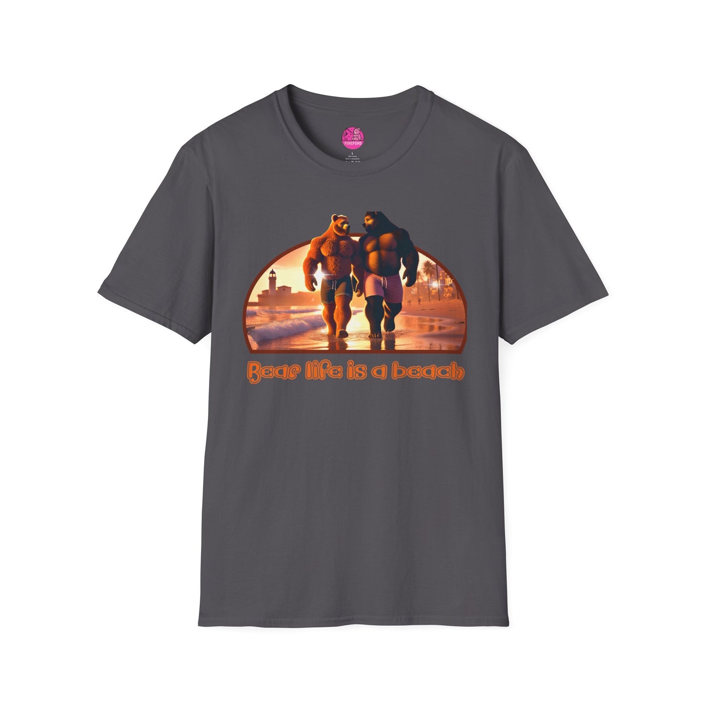 Bear Life is a Beach Unisex T-Shirt - Pride Bear Sunset Design