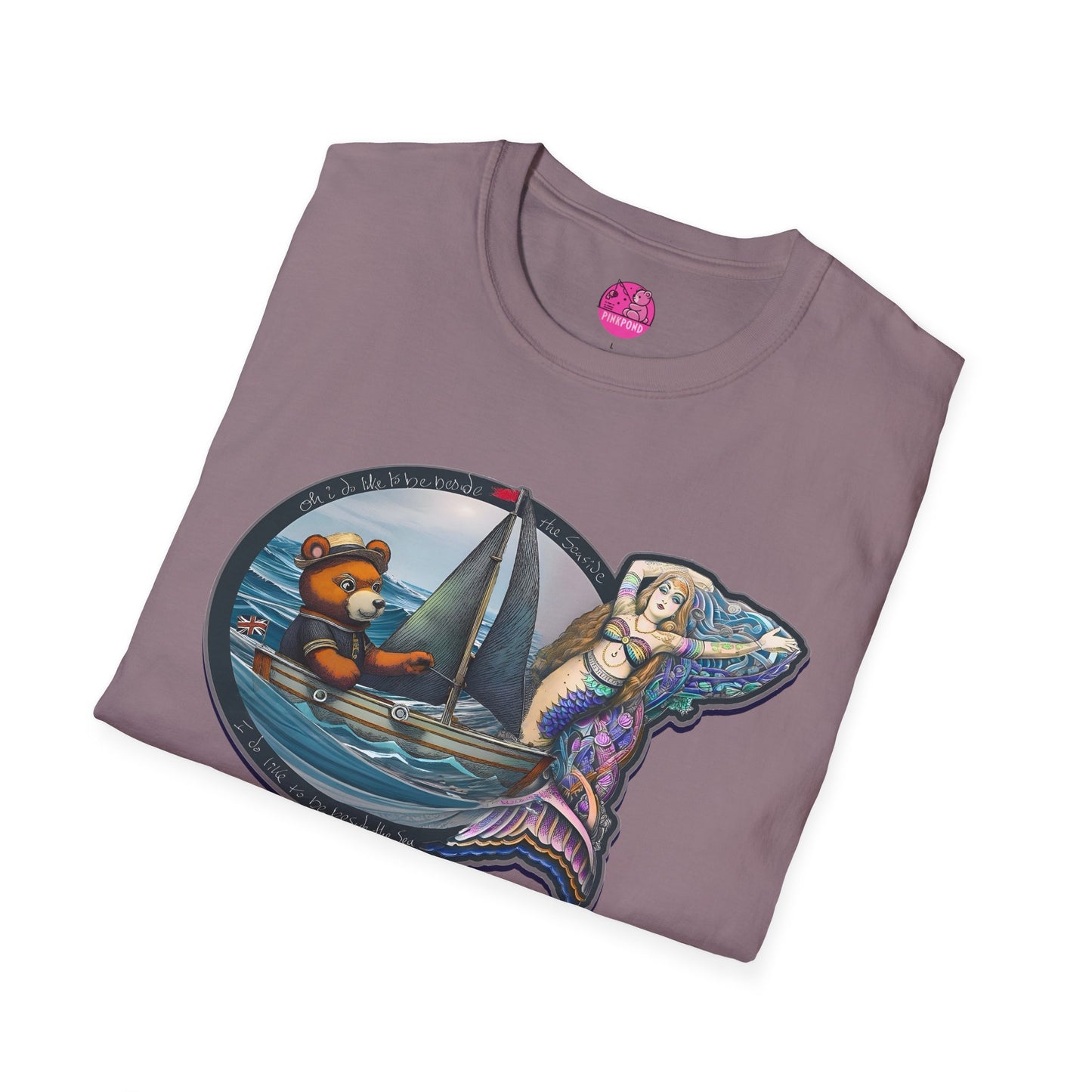 Nautical Tee - Beside the Sea Teddy Bear and Mermaid