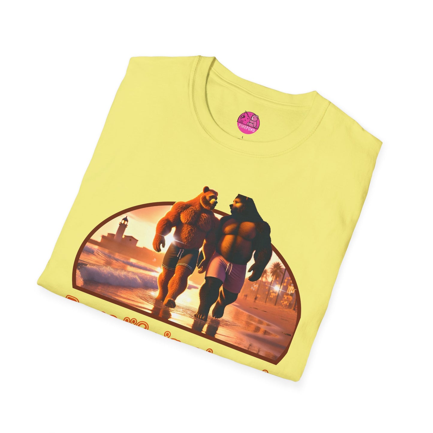 Bear Life is a Beach Unisex T-Shirt - Pride Bear Sunset Design