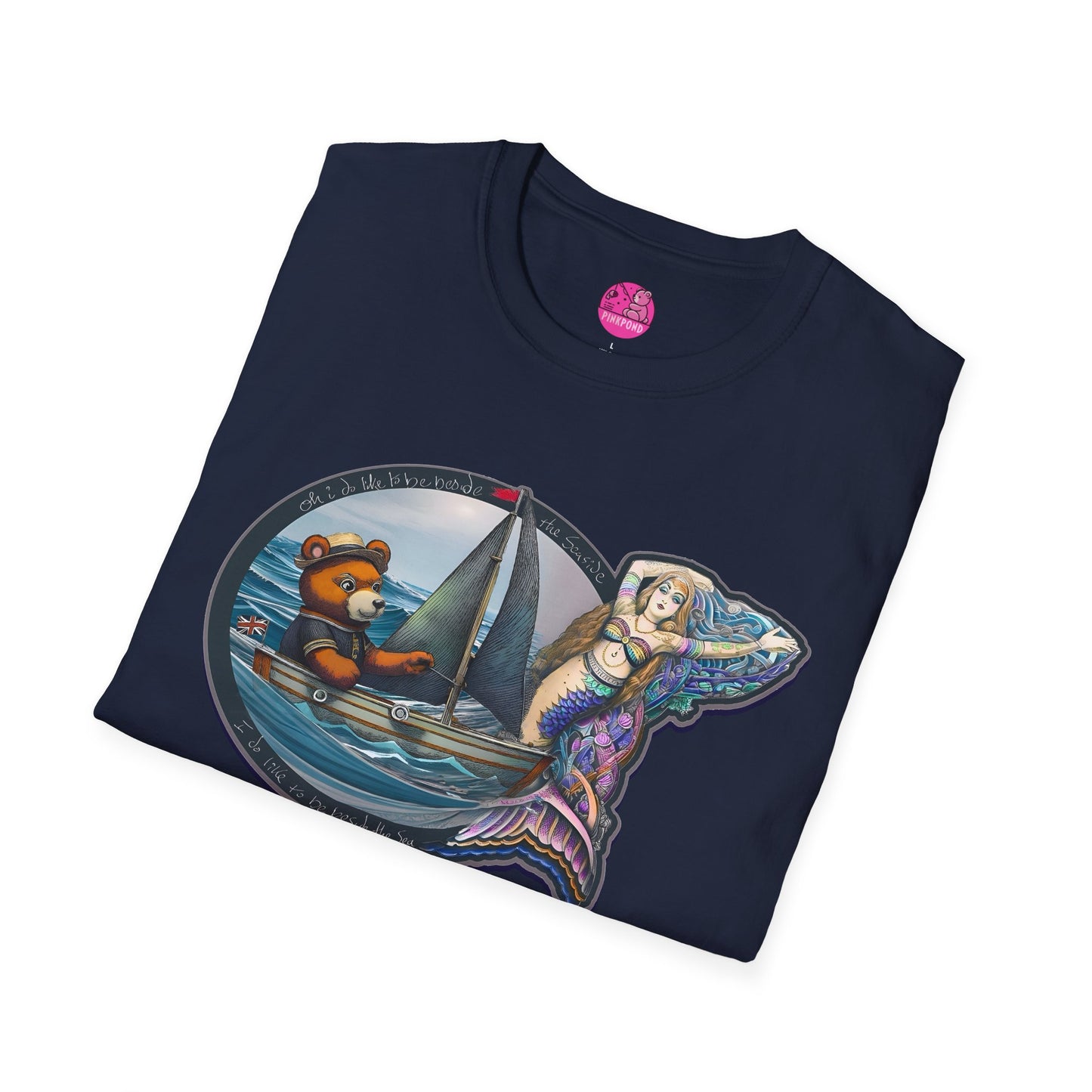 Nautical Tee - Beside the Sea Teddy Bear and Mermaid