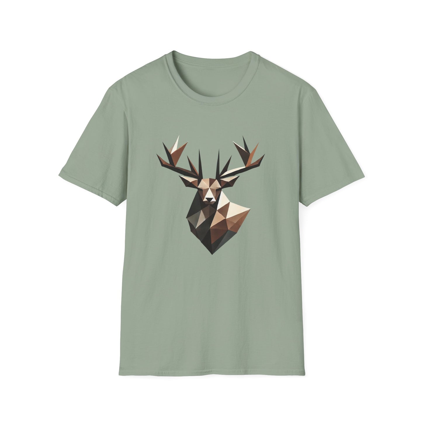Abstract Geometric Deer Unisex Softstyle T-Shirt - Modern Nature Design