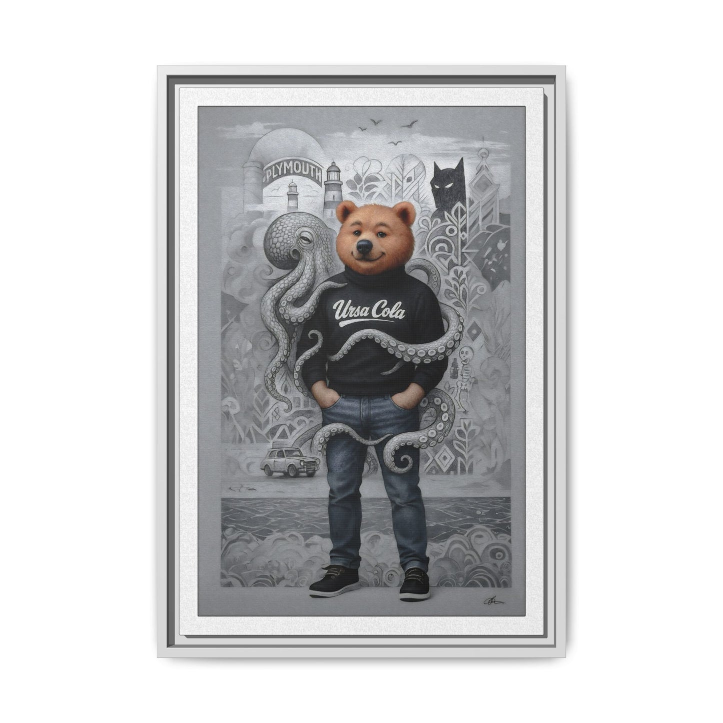 PinkPond Canvas Art Print – An Invasion of Octopi Was Announced on the News. Who Can Save Us?!